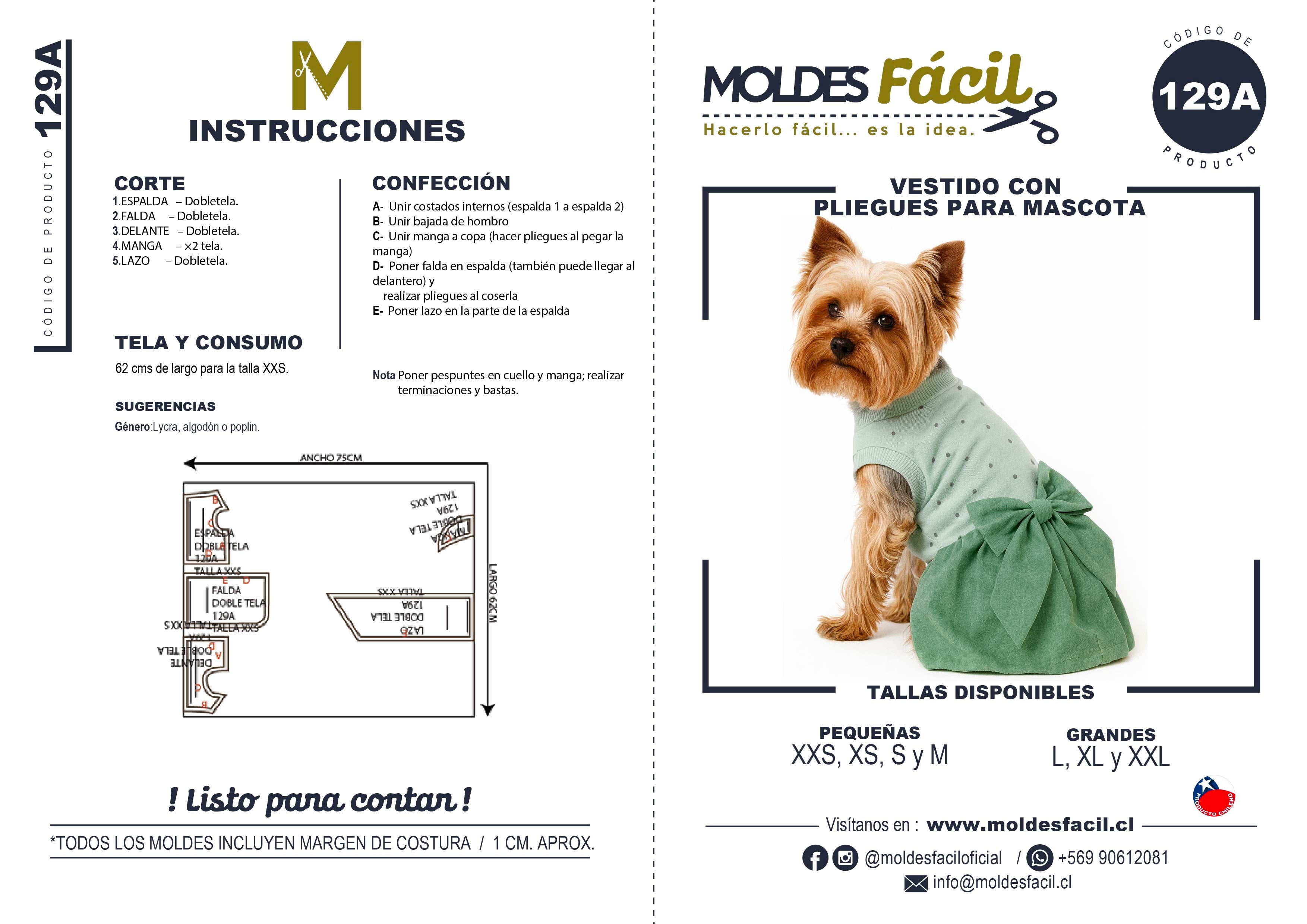Vestido con pliegue para mascotas