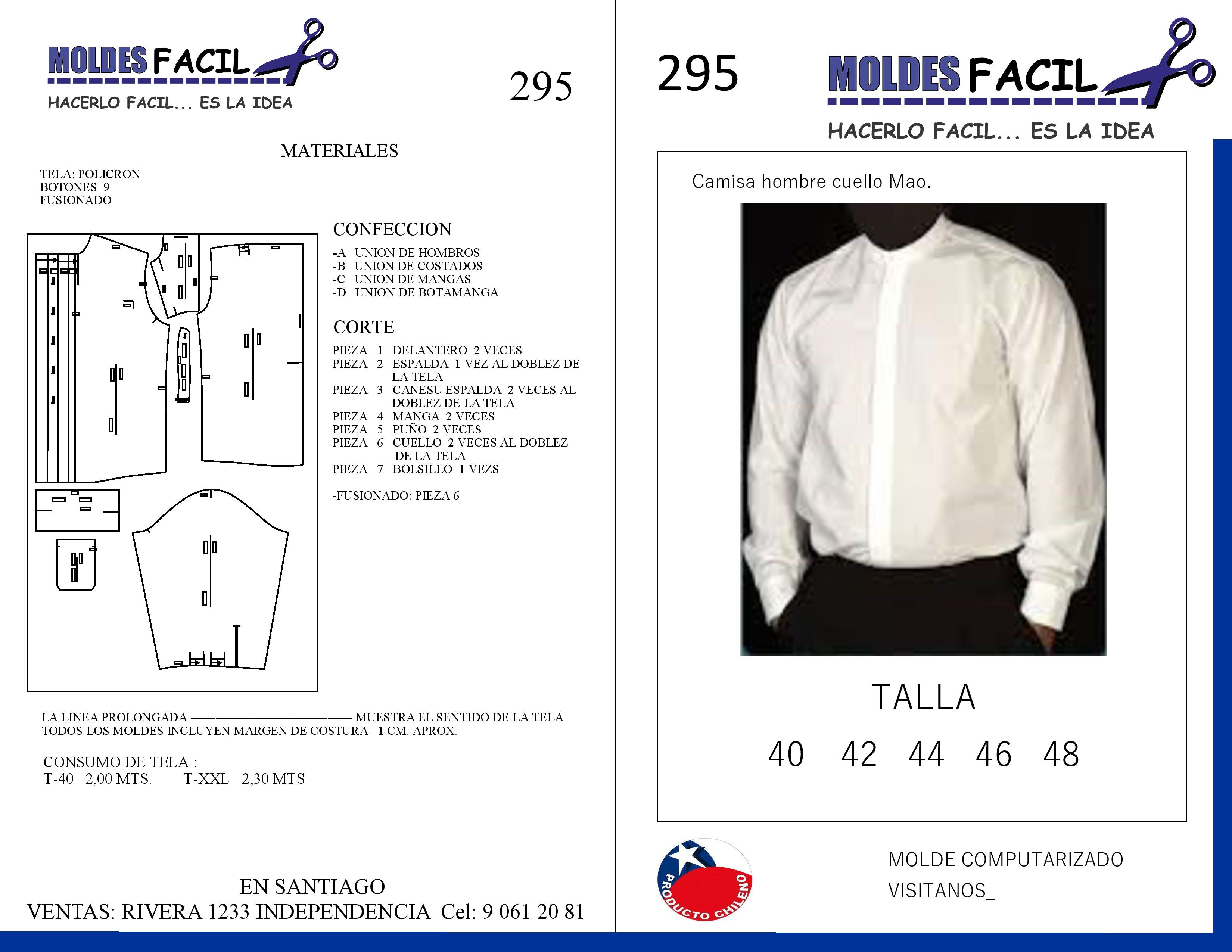 CAMISA DE HOMBRE CUELLO MAO