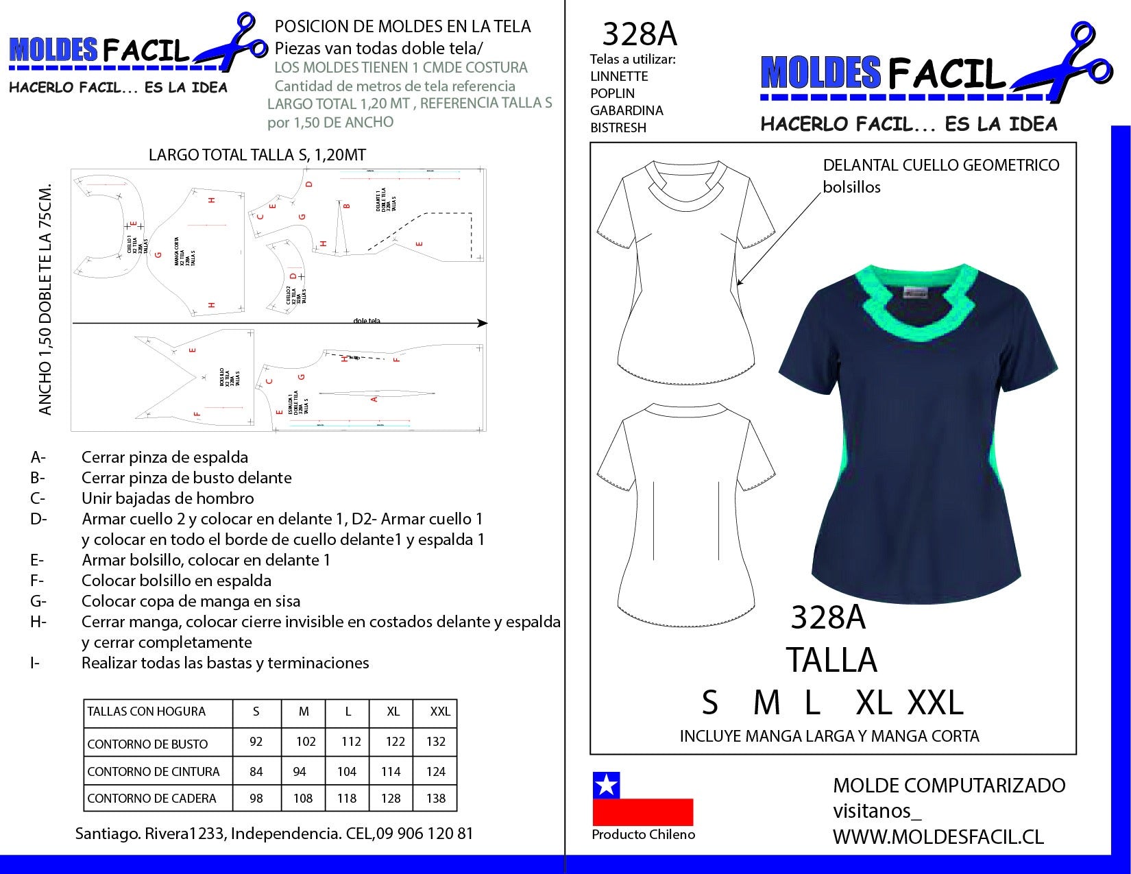 Delantal Cuello Geométrico con Bolsillos
