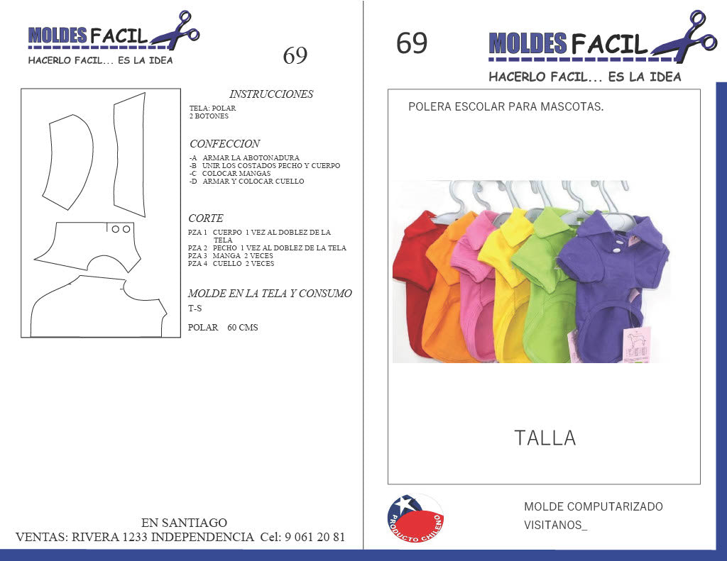 Polera escolar para mascotas