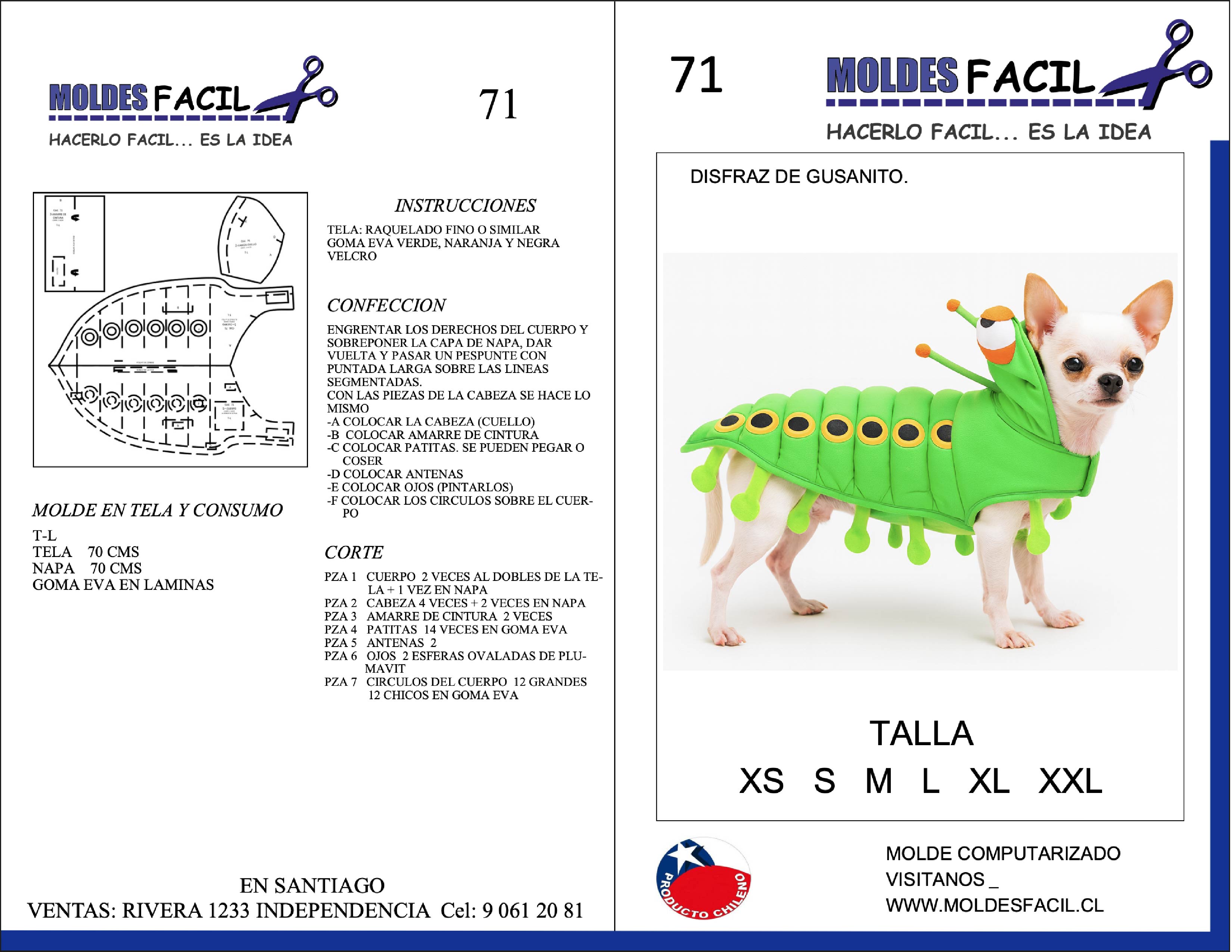 Disfraz de gusanito para mascota
