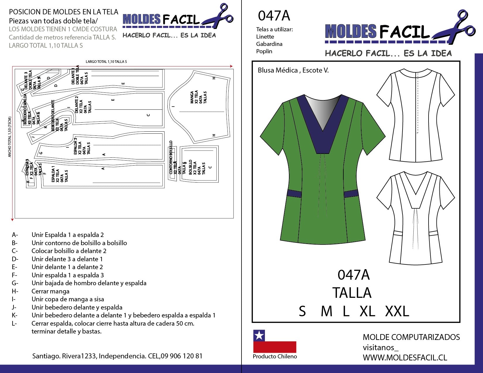 Blusa Médica Escote en V