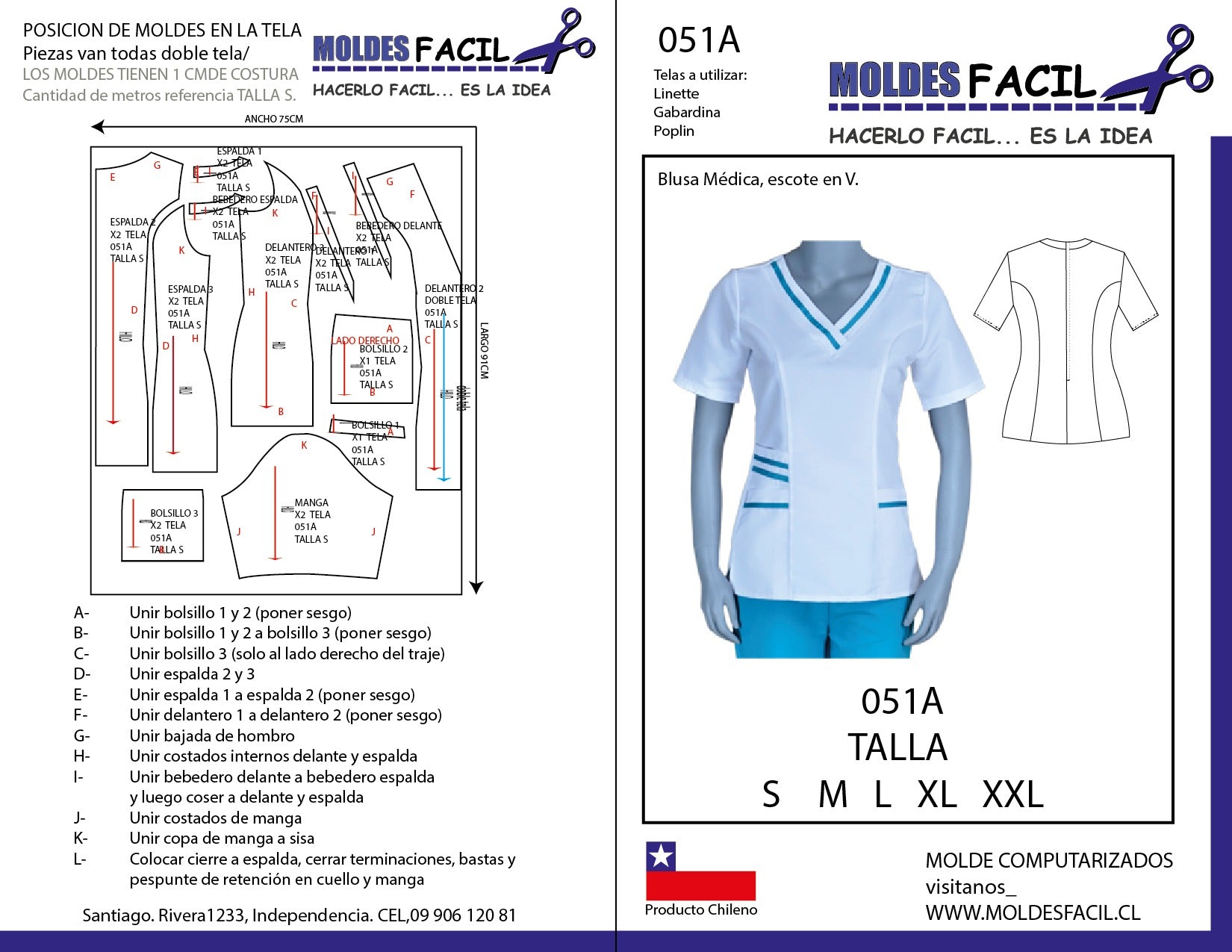 Blusa Médica Escote en V