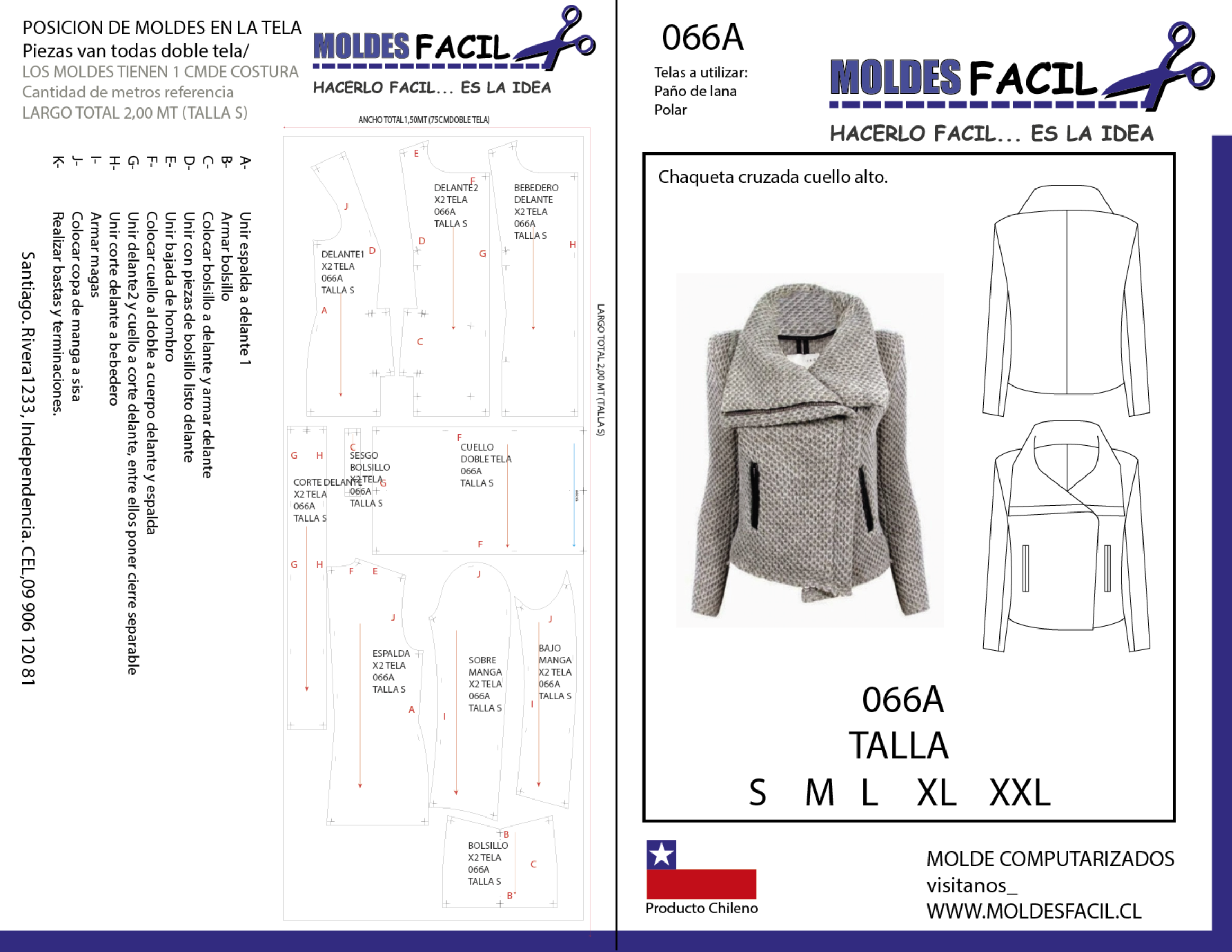 CHAQUETA CRUZADA CUELLO ALTO