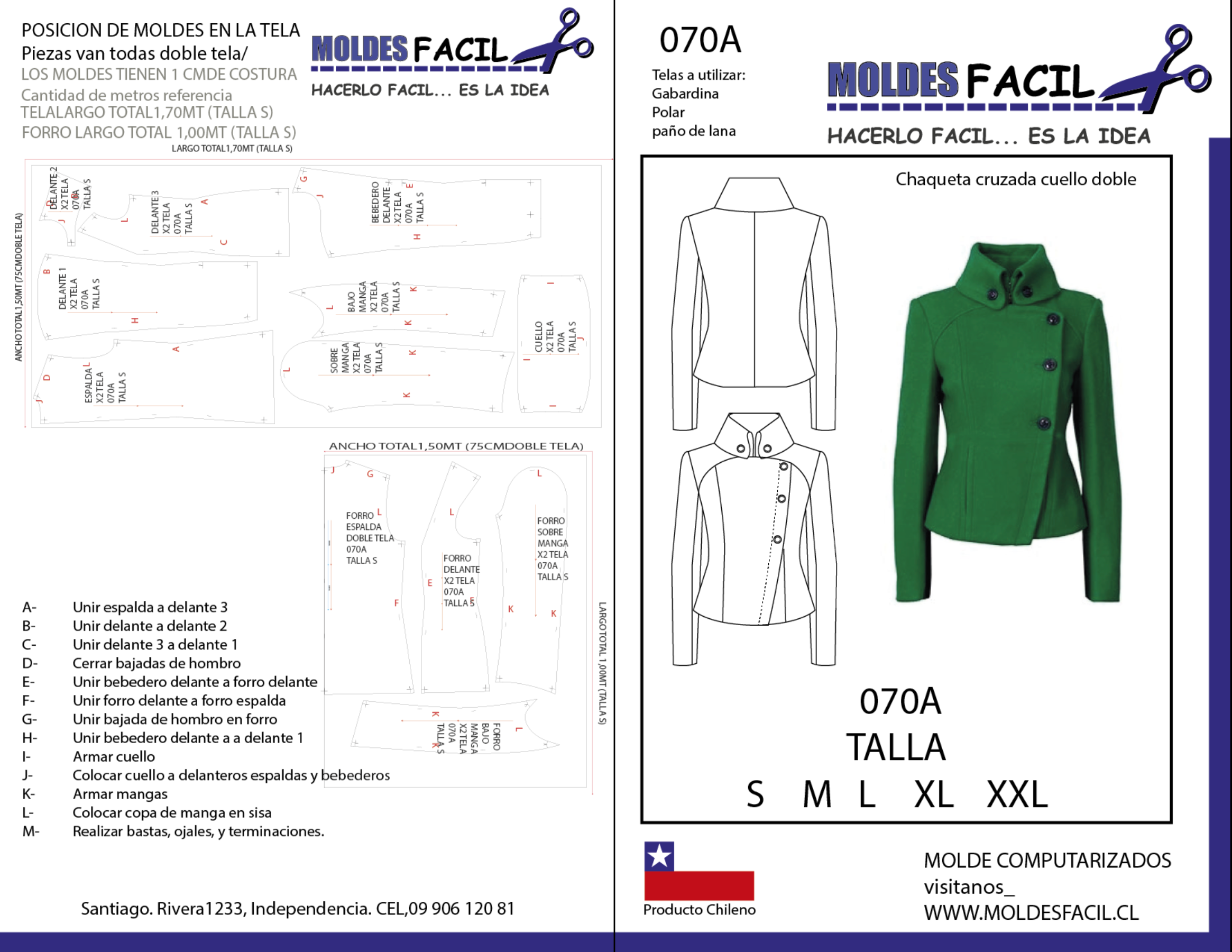 CHAQUETA CRUZADA CUELLO DOBLE