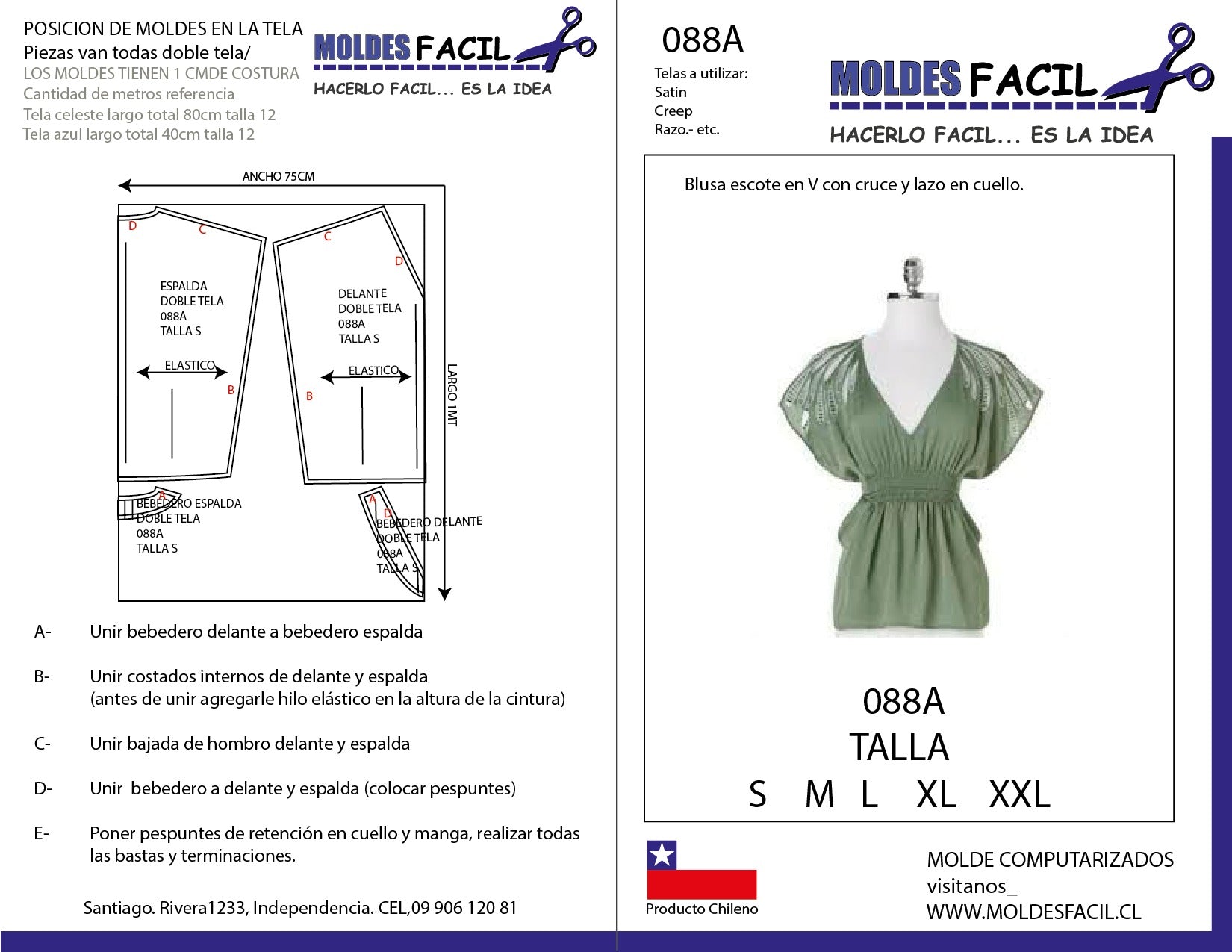 BLUSA ESCOTE EN V CON CRUCE Y LAZO EN CUELLO