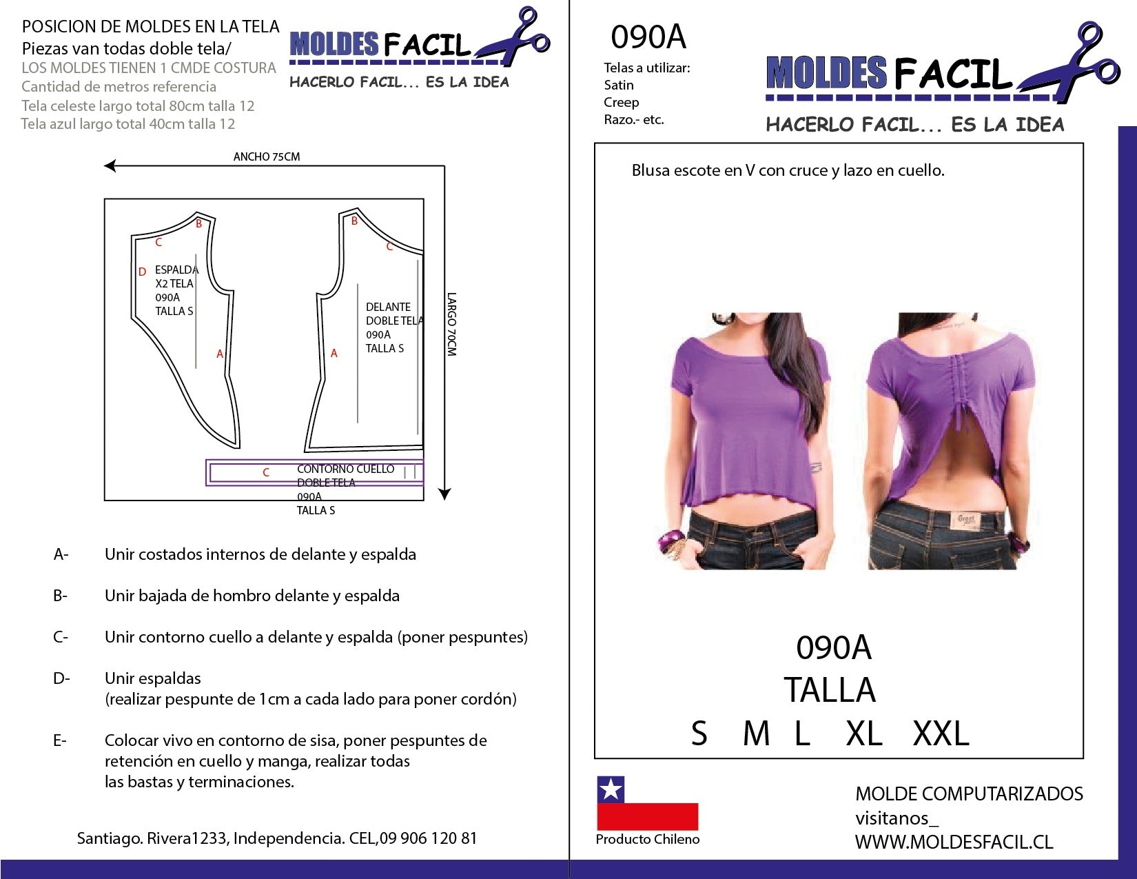 BLUSA ESCOTE EN V CON CRUCE Y LAZO EN CUELLO