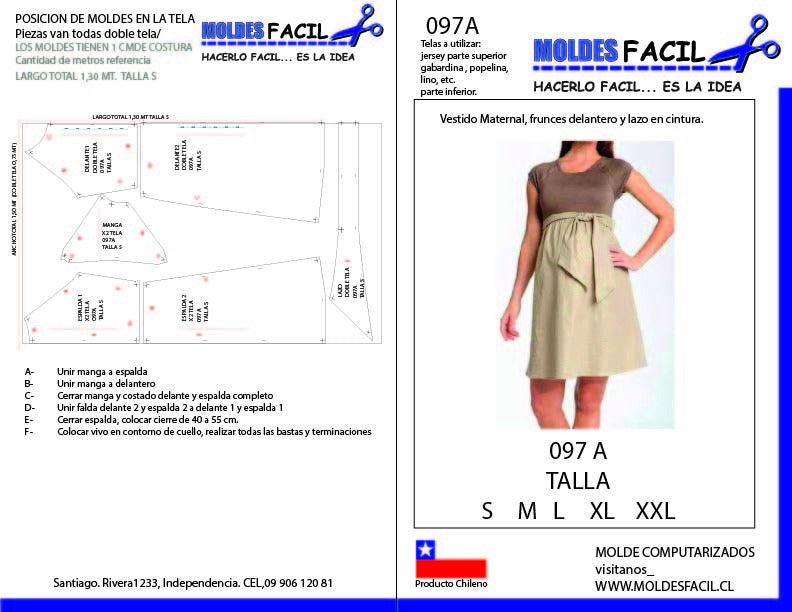 Vestido Maternal Frunces Delantero y Lazo en Cintura