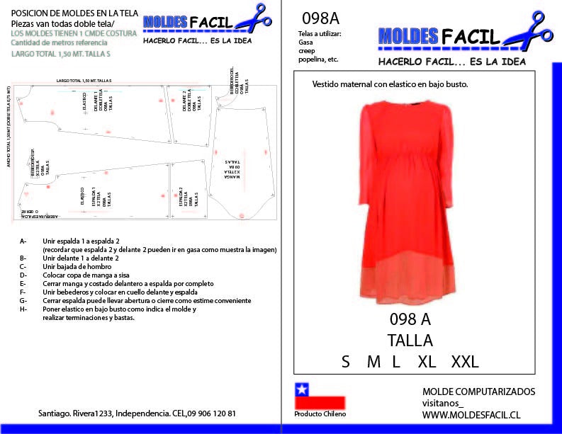Vestido Maternal con Elástico Bajo Busto
