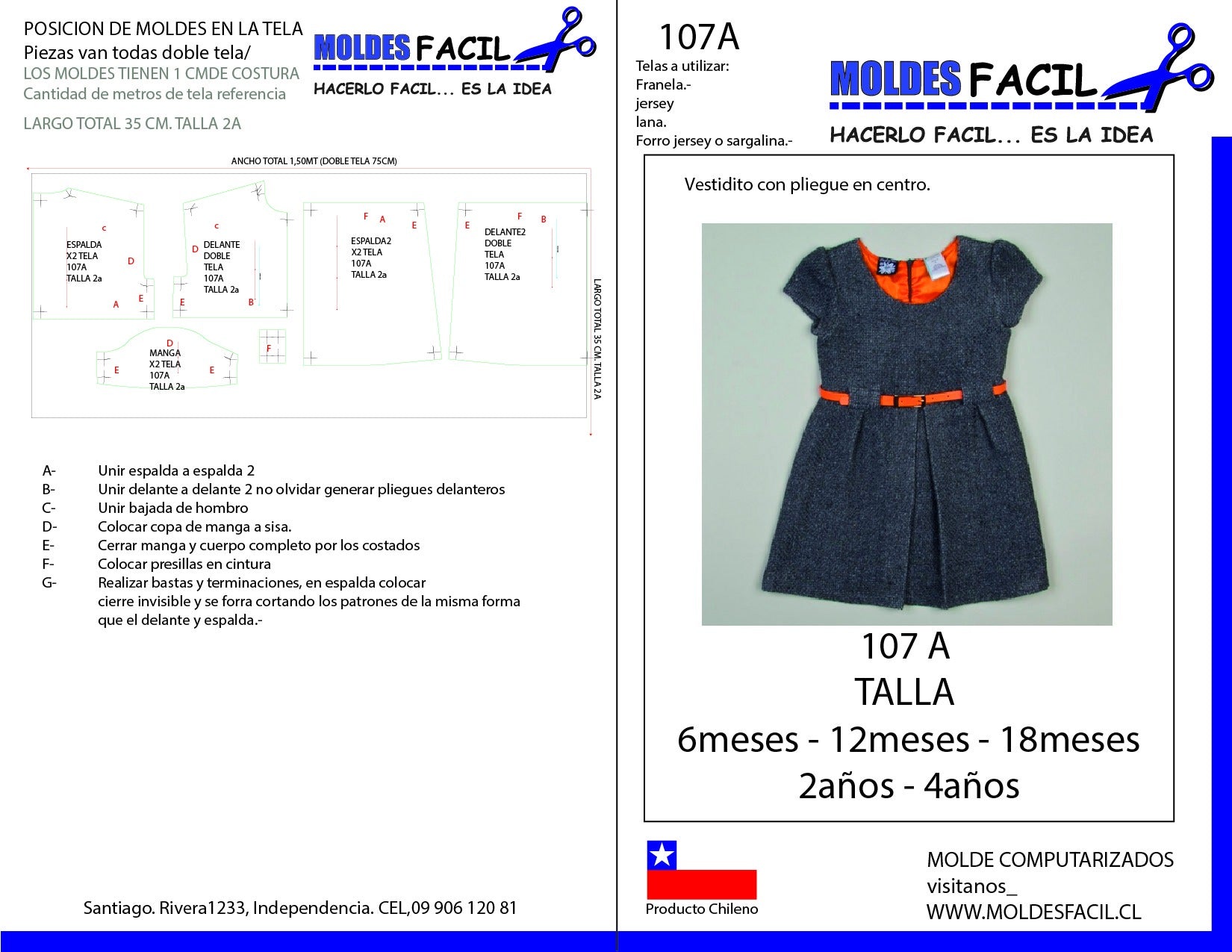 Vestido con pliegues en centro
