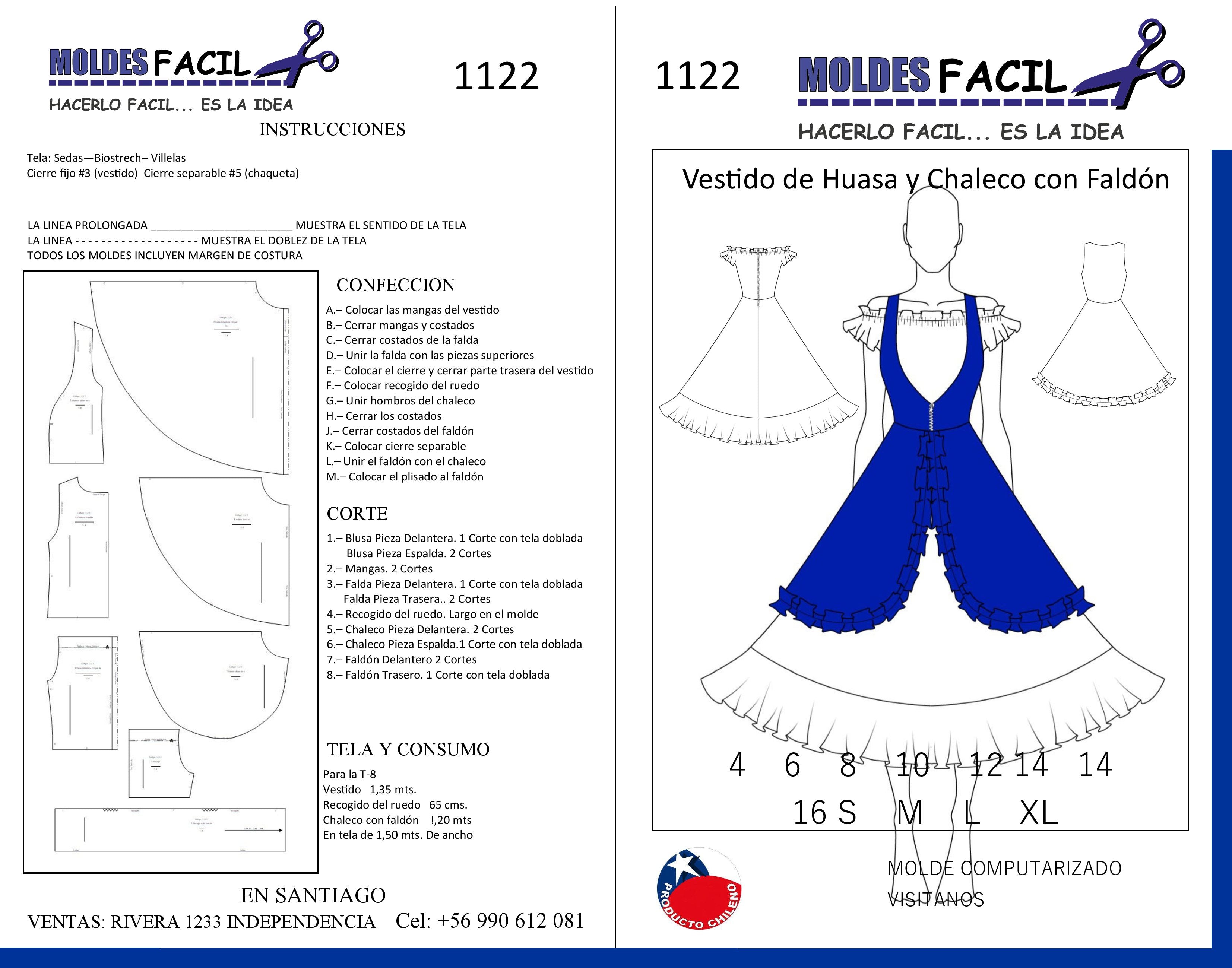 Vestido de Huasa y Chaleco con Faldón