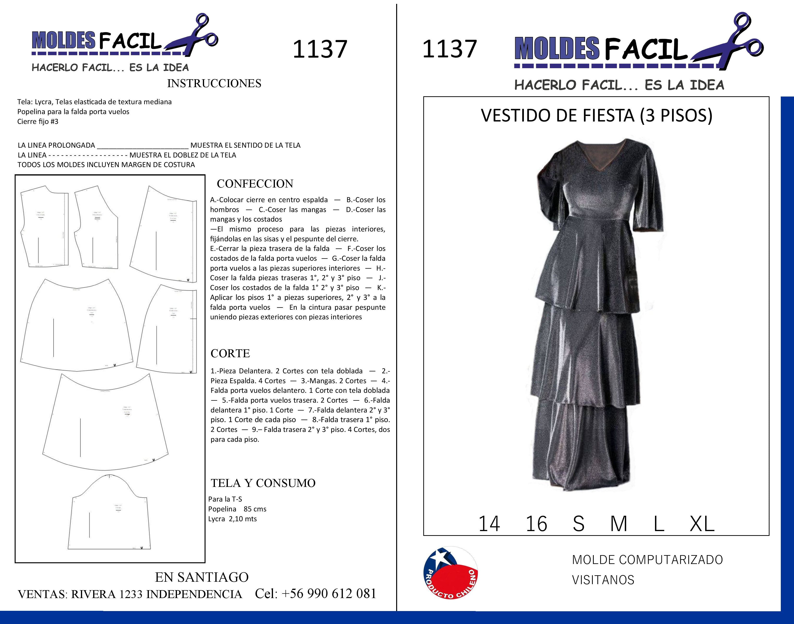 Vestido de fiesta de tres pisos