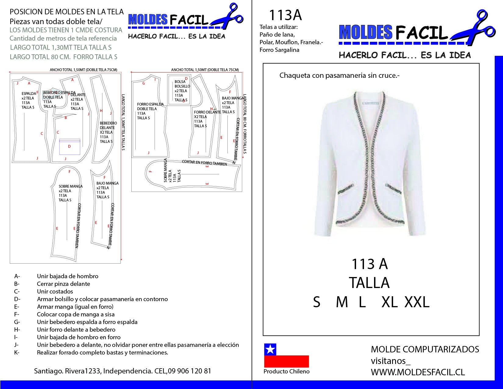 CHAQUETA CON PASAMANERIA SIN CRUCE