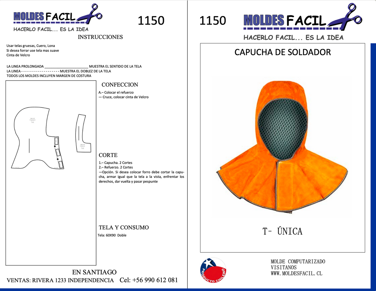 Gorro o Capucha de Soldador | Molde Ropa Corporativa | Moldes Fácil ...