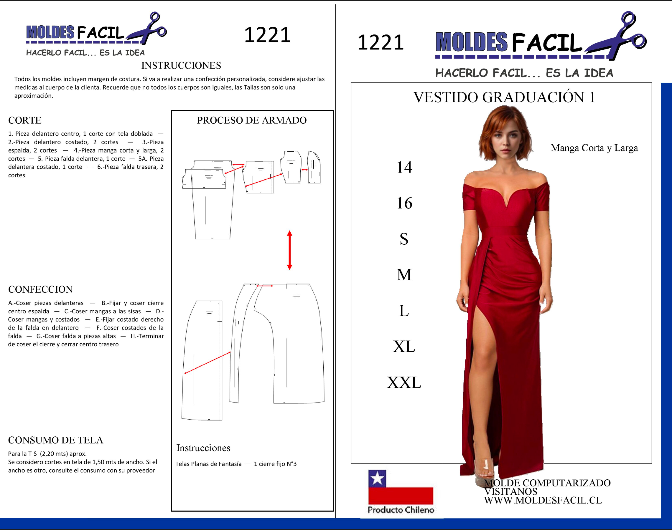 Vestido graduación #1 manga corta y larga