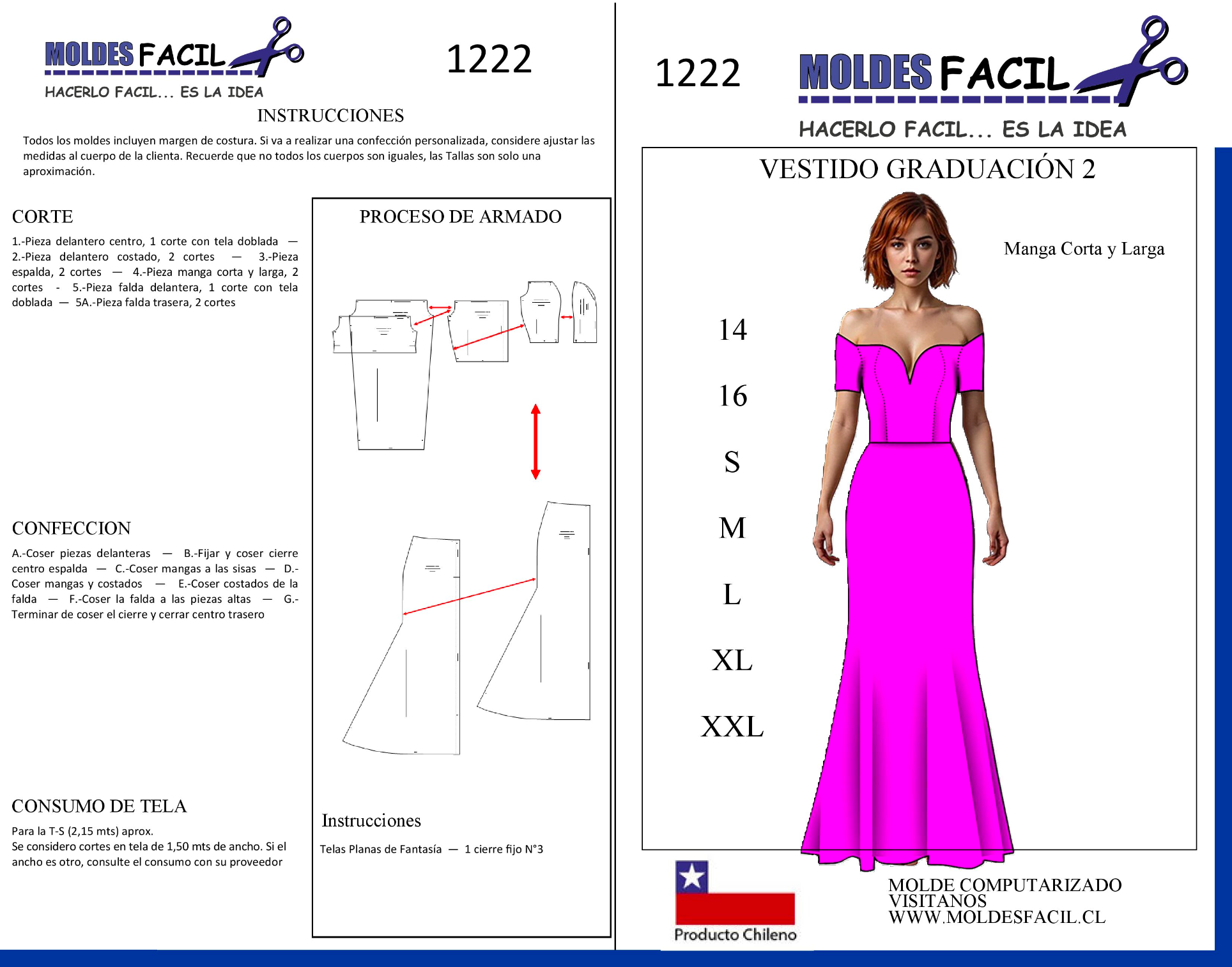 Vestido graduación #2 manga corta y larga