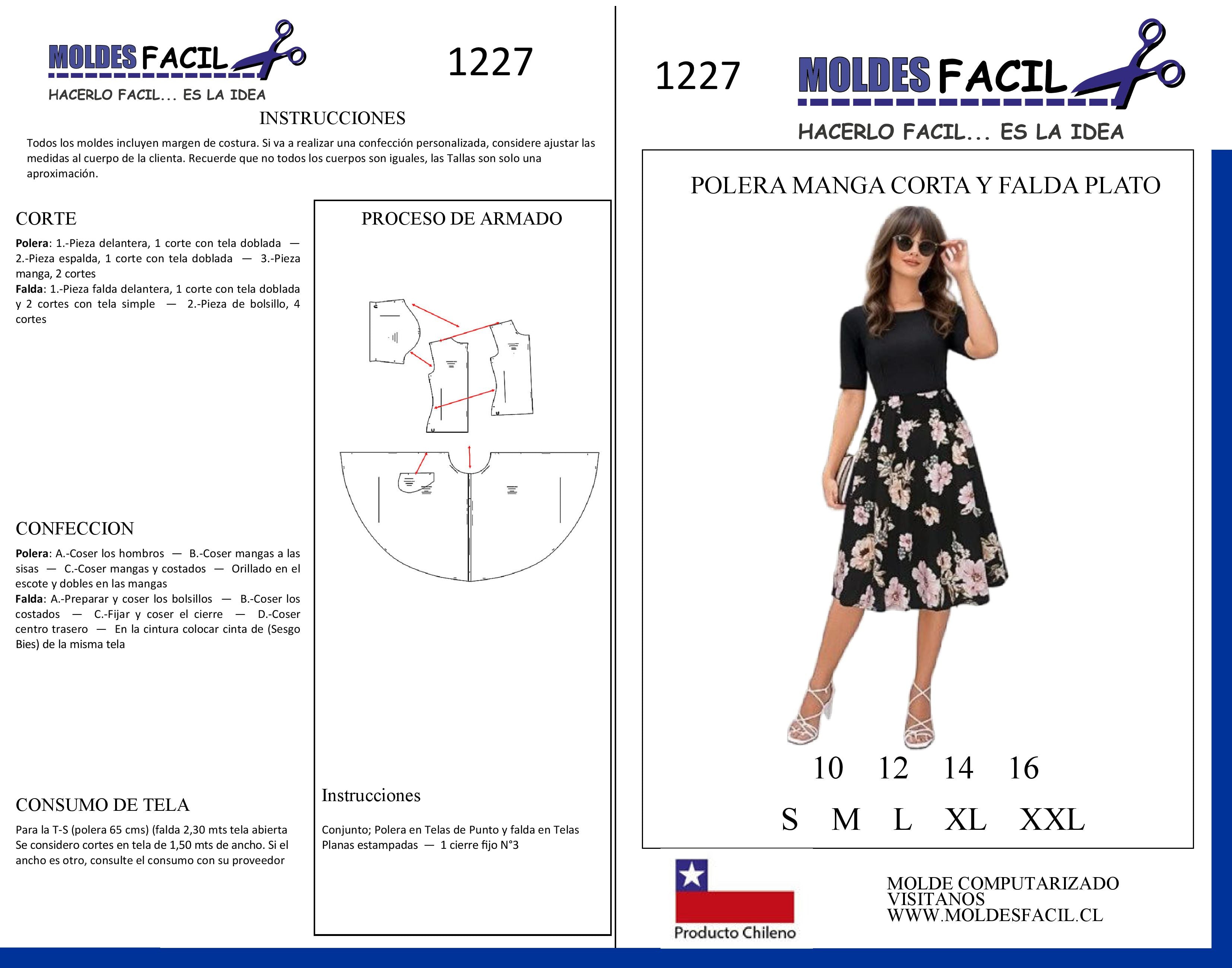 Poleras manga corta y falda plato