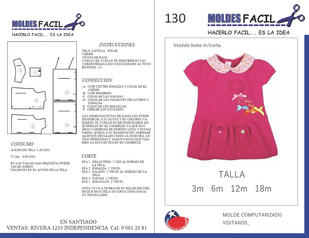 Vestido bebé manga corta