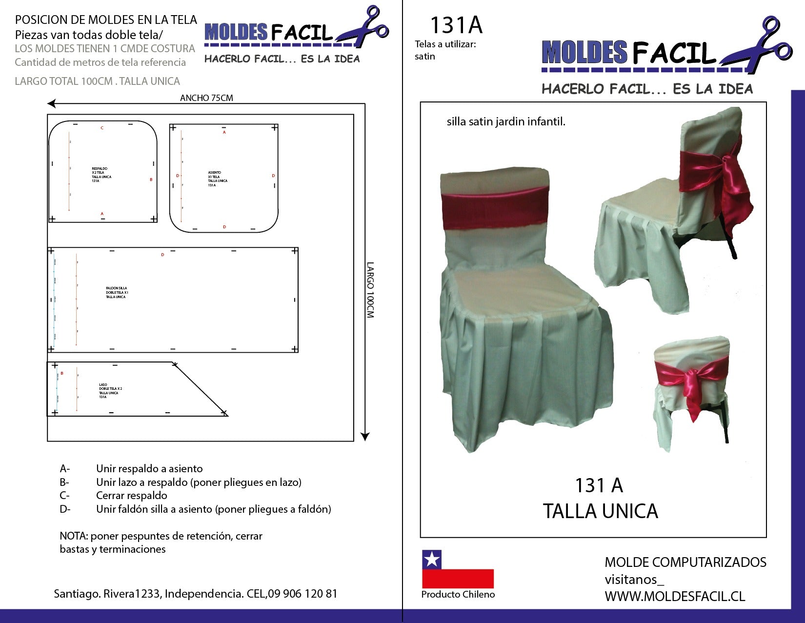Silla de satín jardin infantil