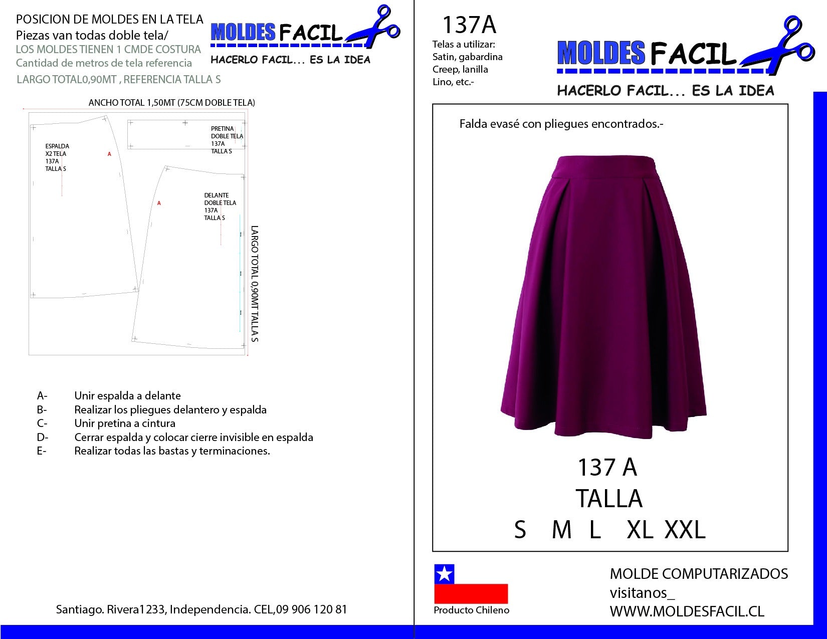 Falda evasé con pliegues encontrados