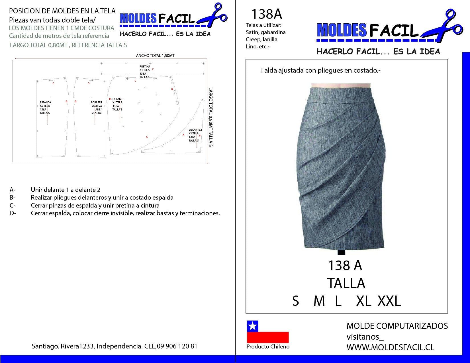 Falda ajustada con pliegues en costado