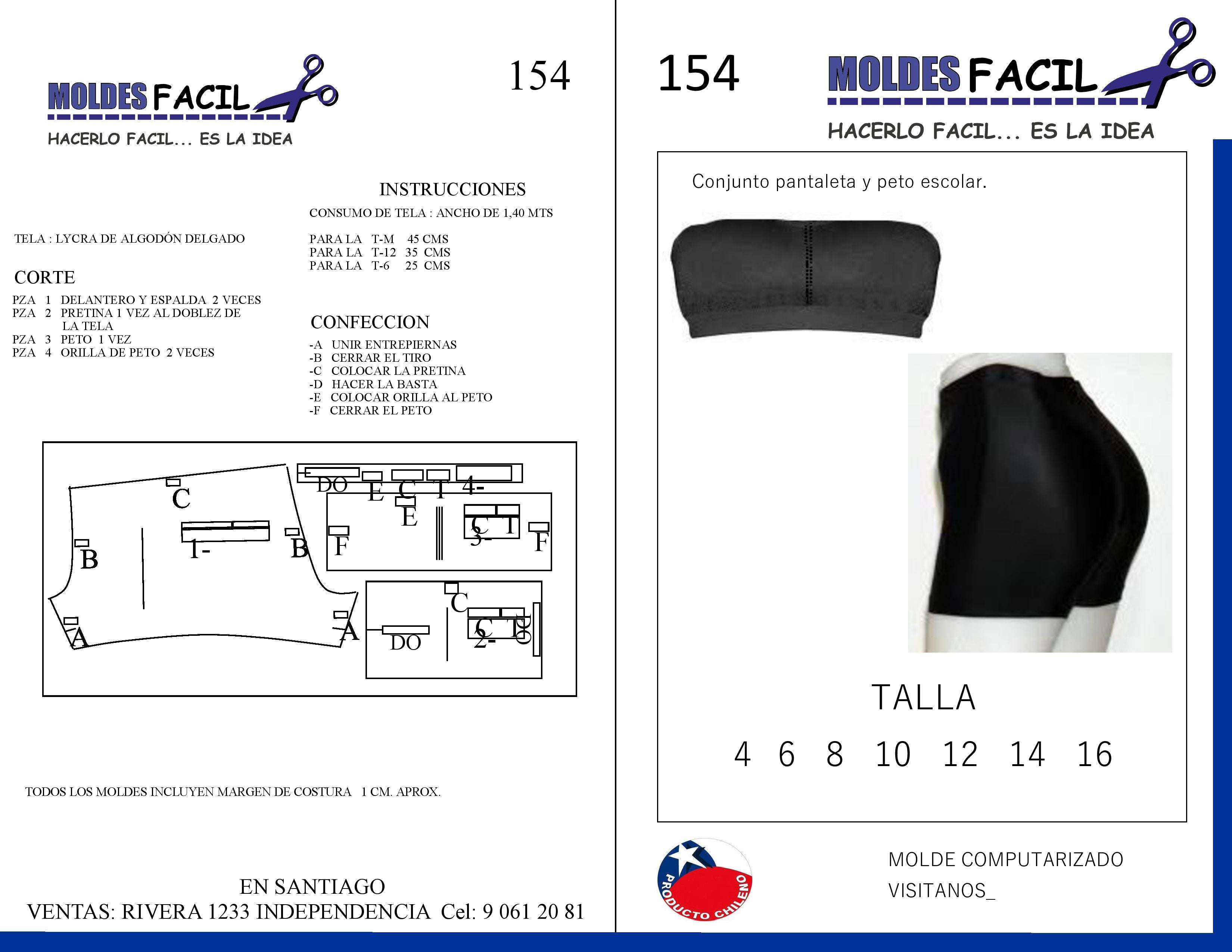 Conjunto pantaleta y peto escolar