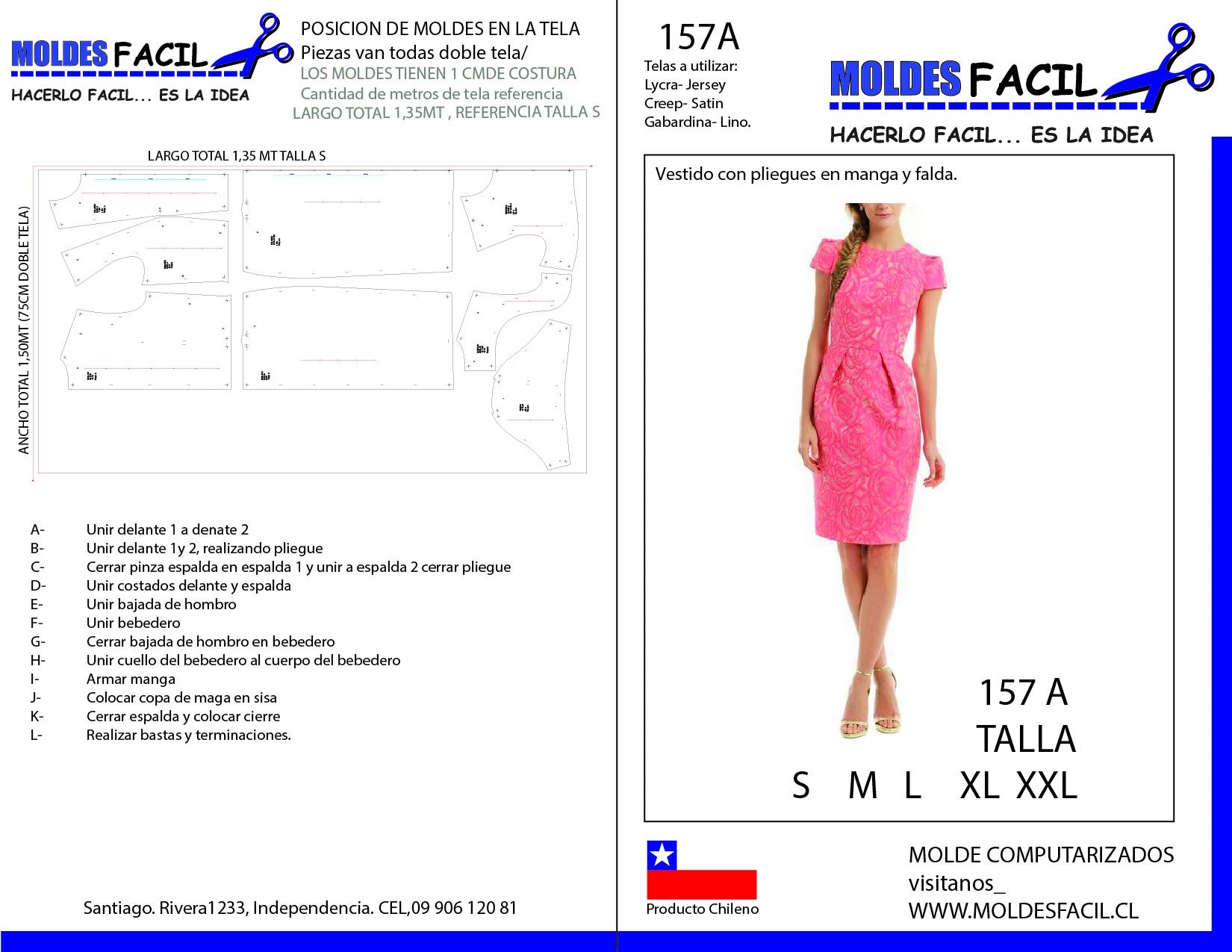 Vestido Con Pliegues en Manga y Falda