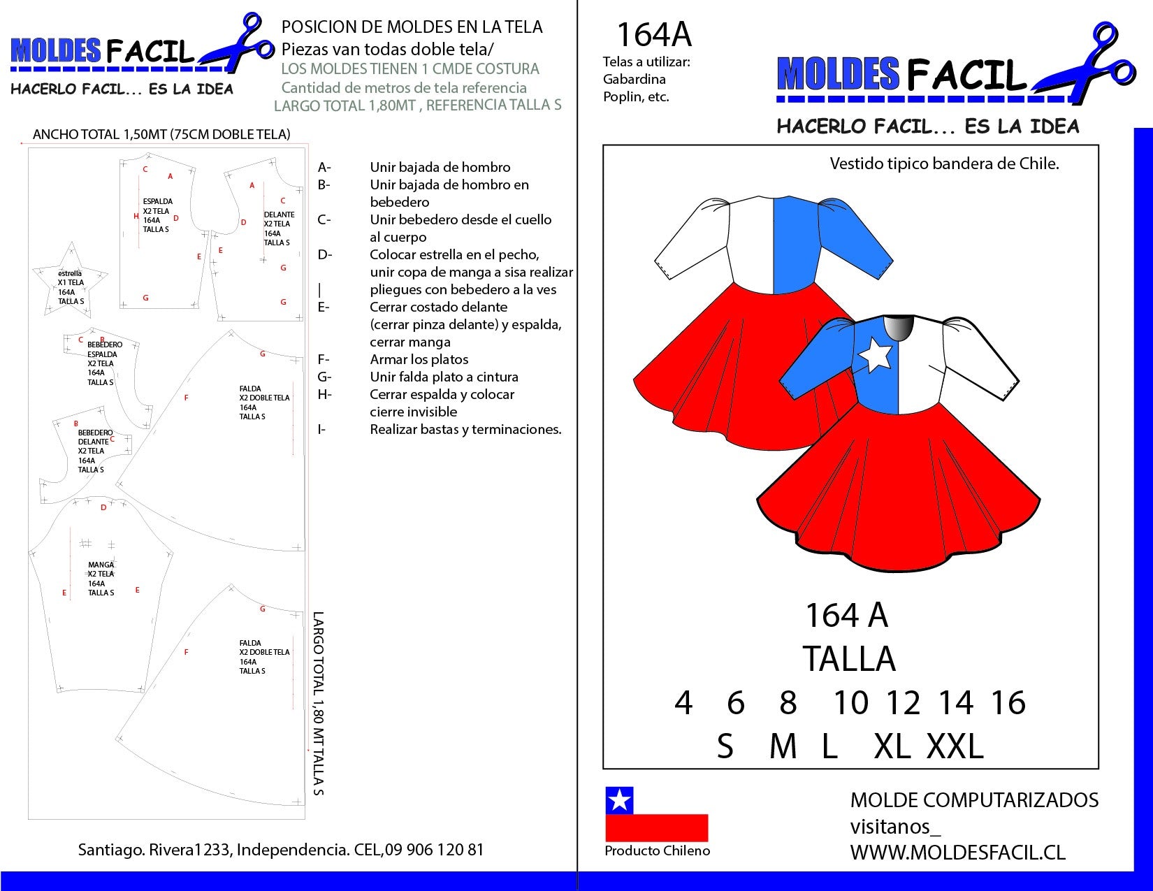 Vestido Típico Bandera de Chile