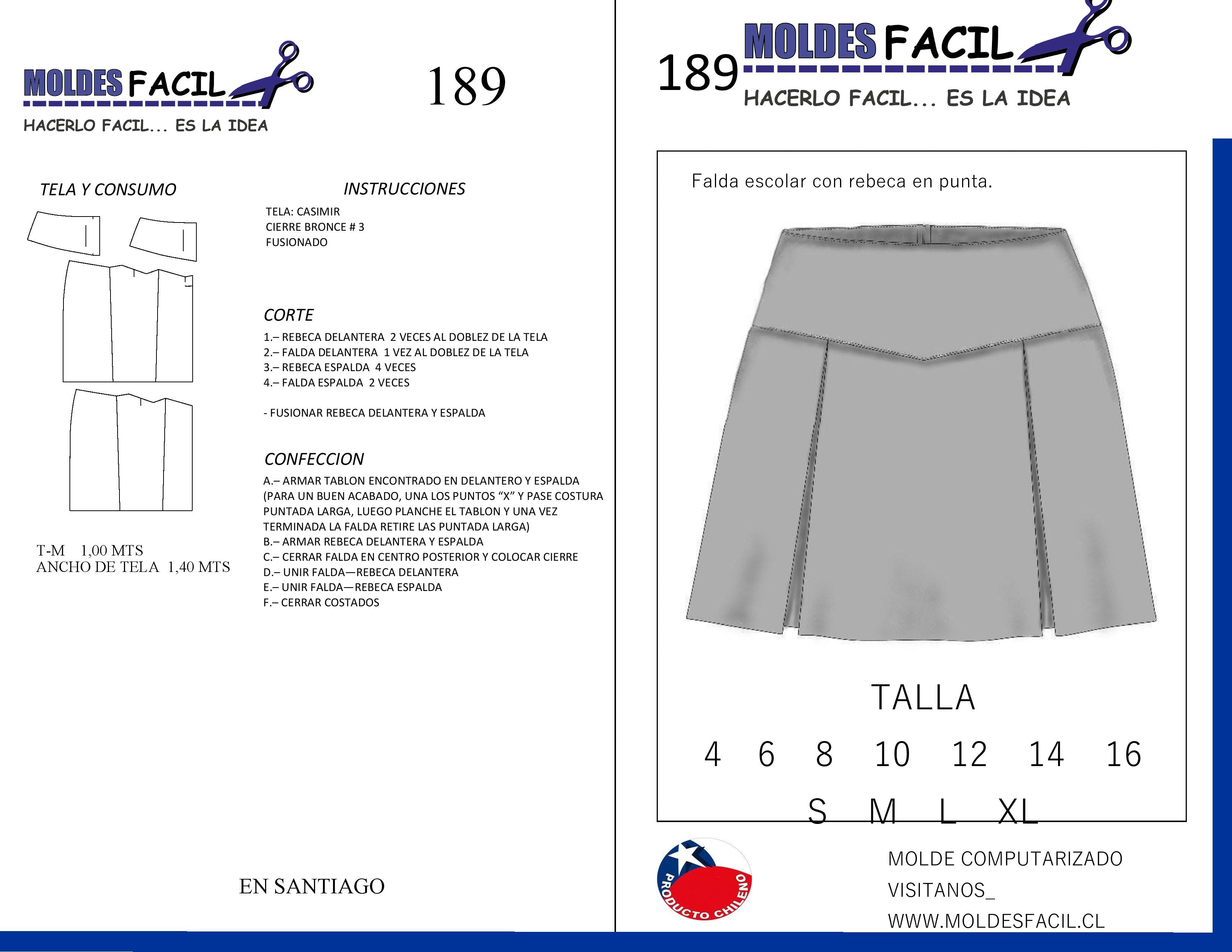 Falda escolar con rebeca en punta