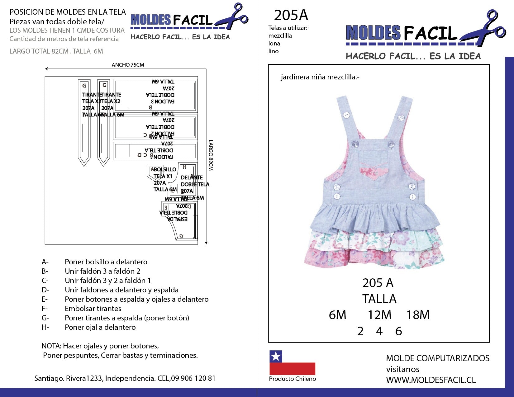 Jardinera niña mezclilla