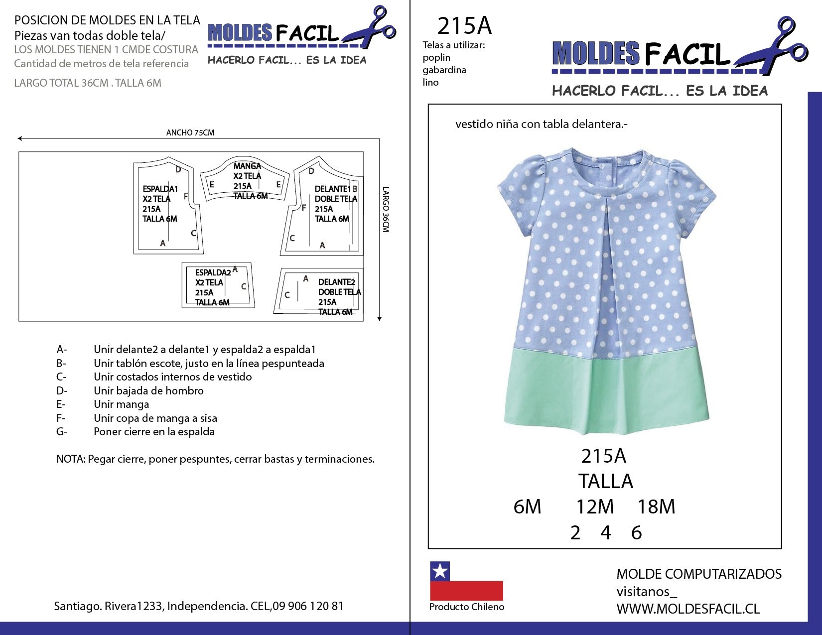 Vestido niña con tabla delantera