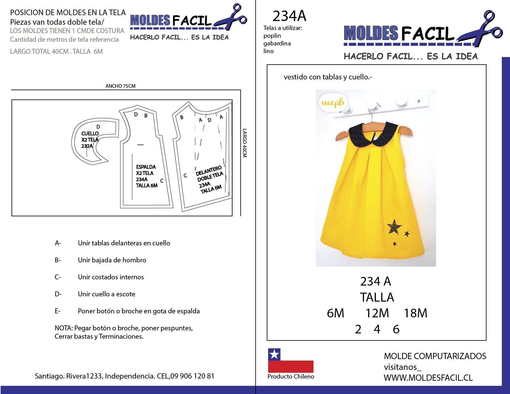 Vestido con tablas y cuello