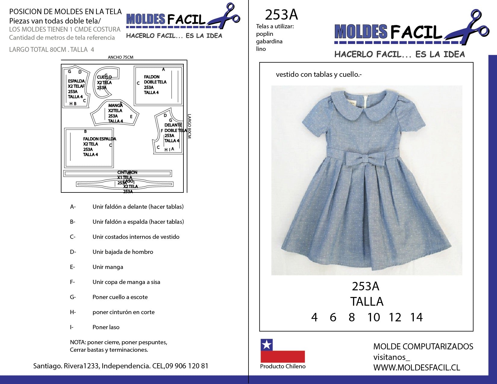 Vestido con tablas y cuello