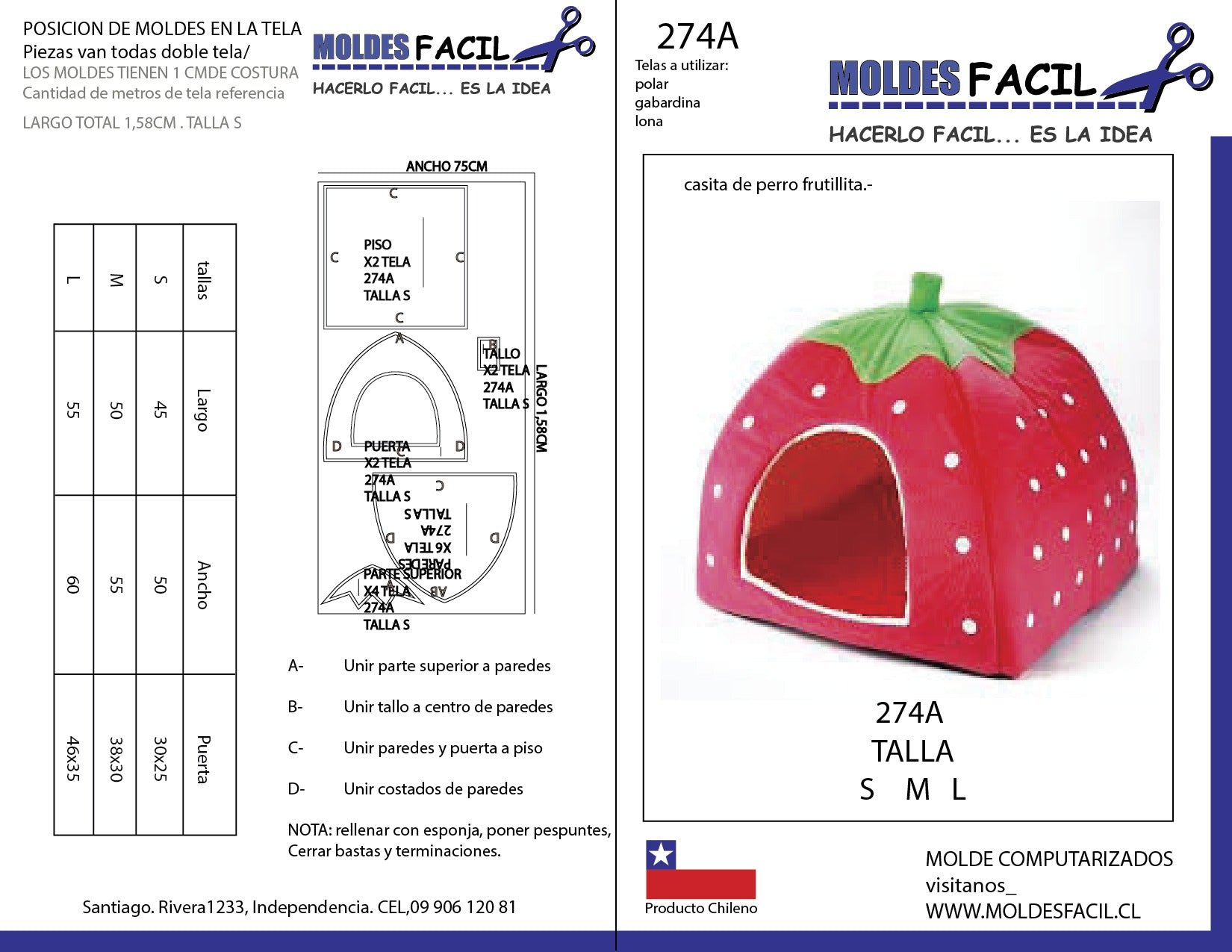 Casita de perro frutilla