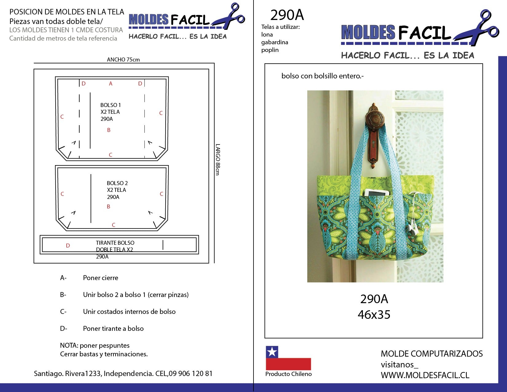 Bolso con bolsillo entero