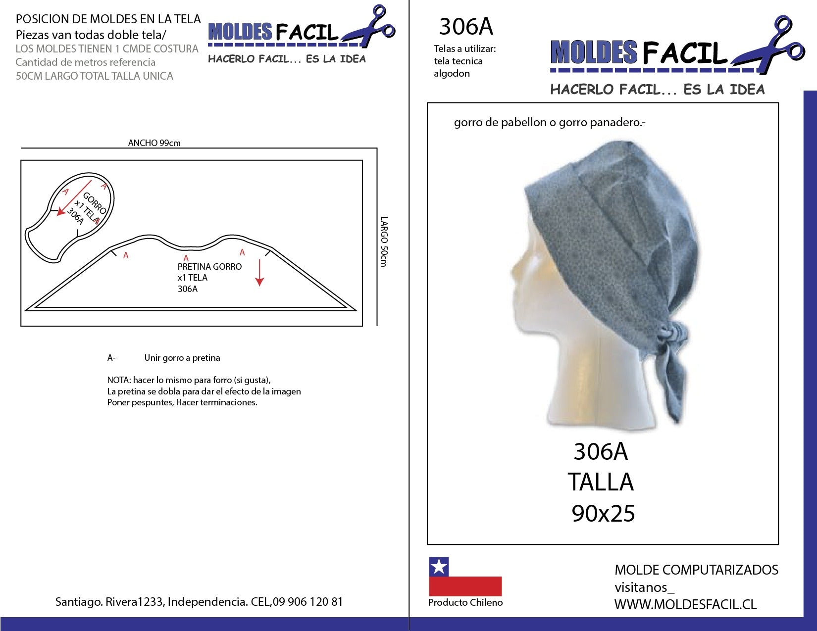 Gorro de Pabellón o Gorro de Panadero
