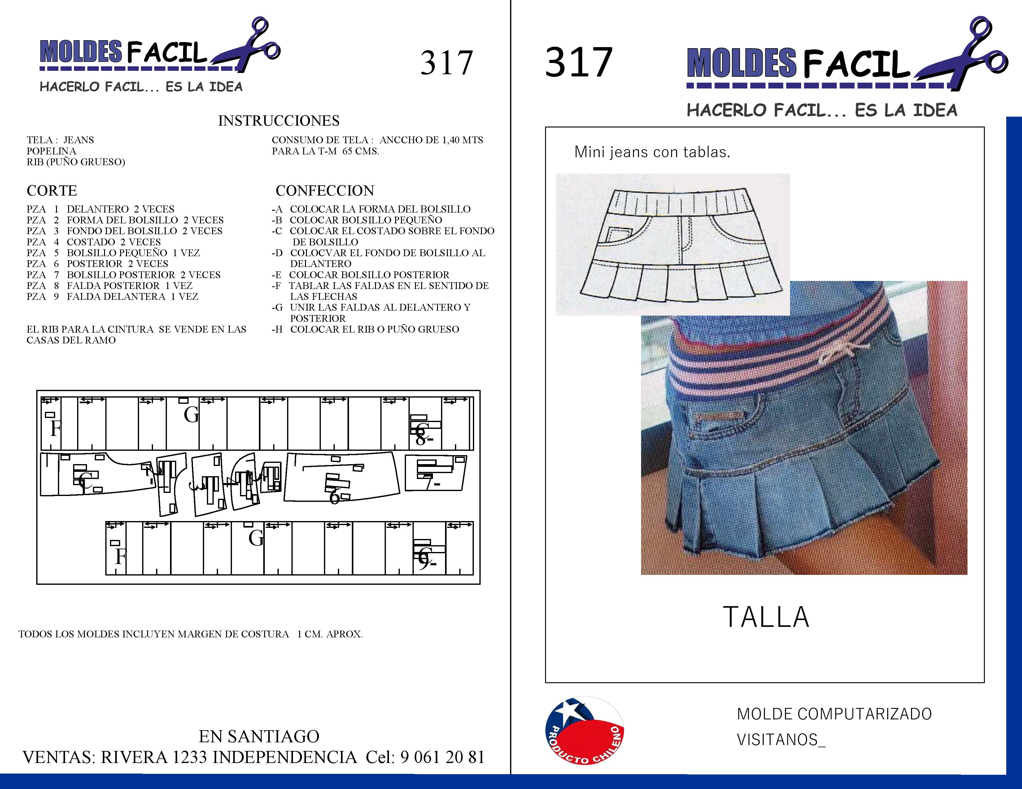 Mini jeans con tablas