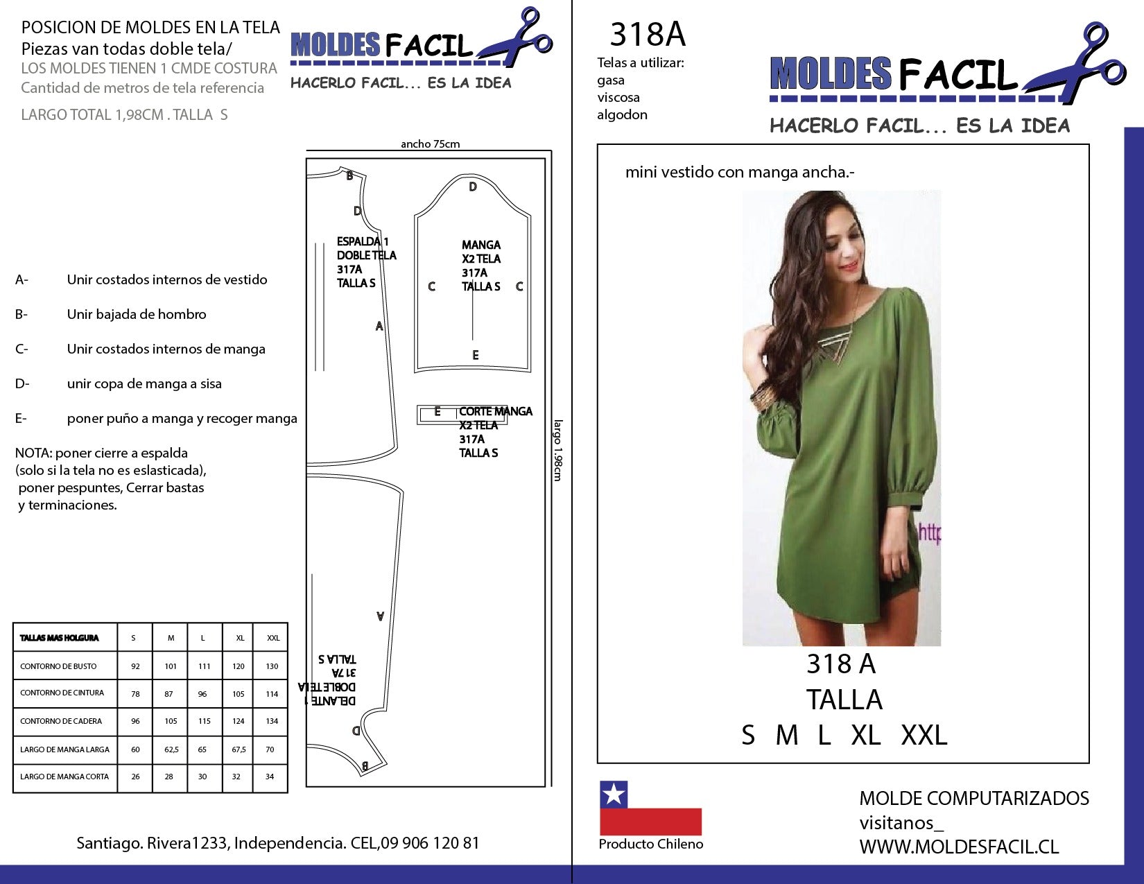 Mini Vestido con Manga Ancha