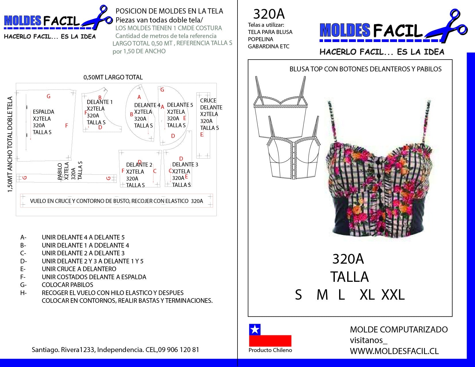 BLUSA TOP CON BOTONES DELANTEROS Y PABILOS