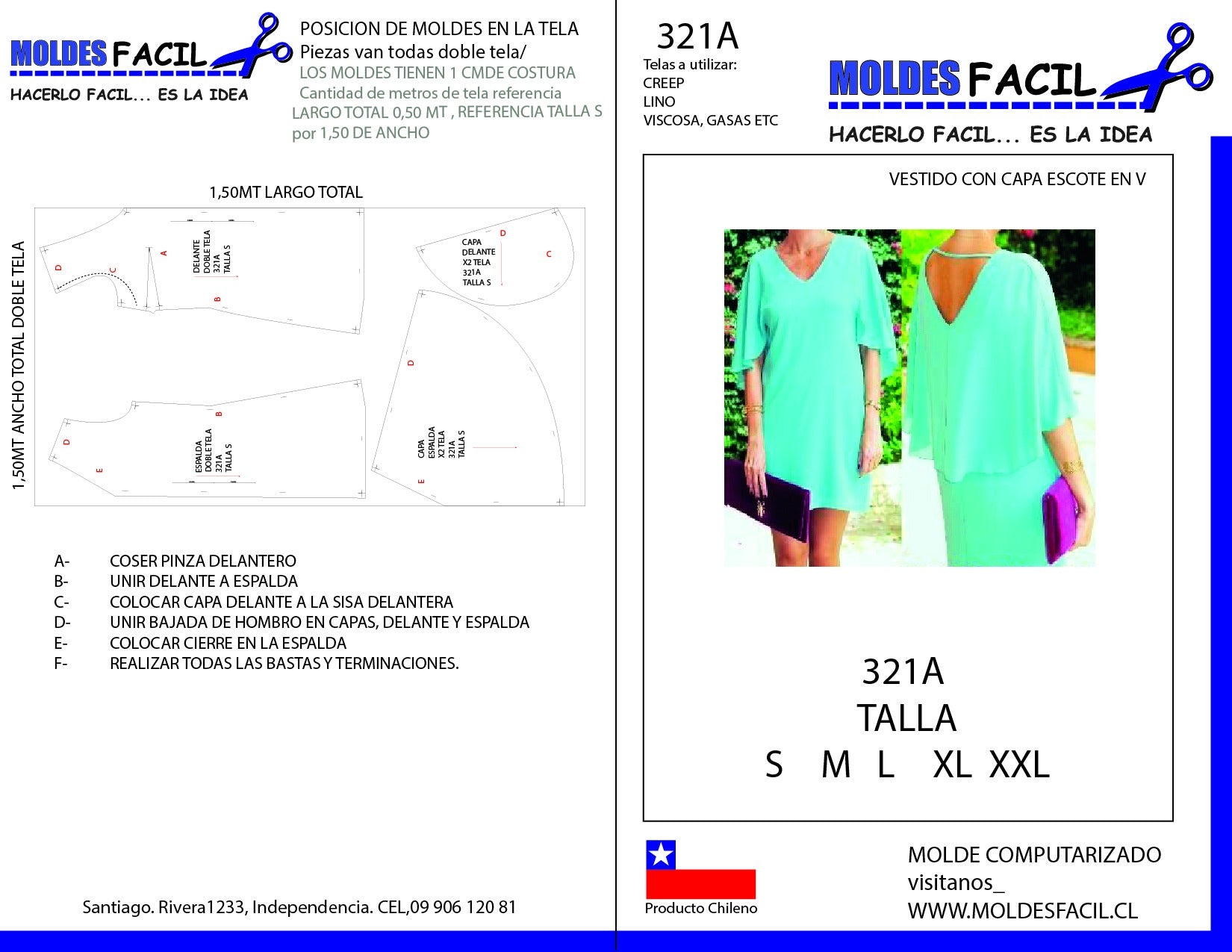 Vestido con Capa Escote en V
