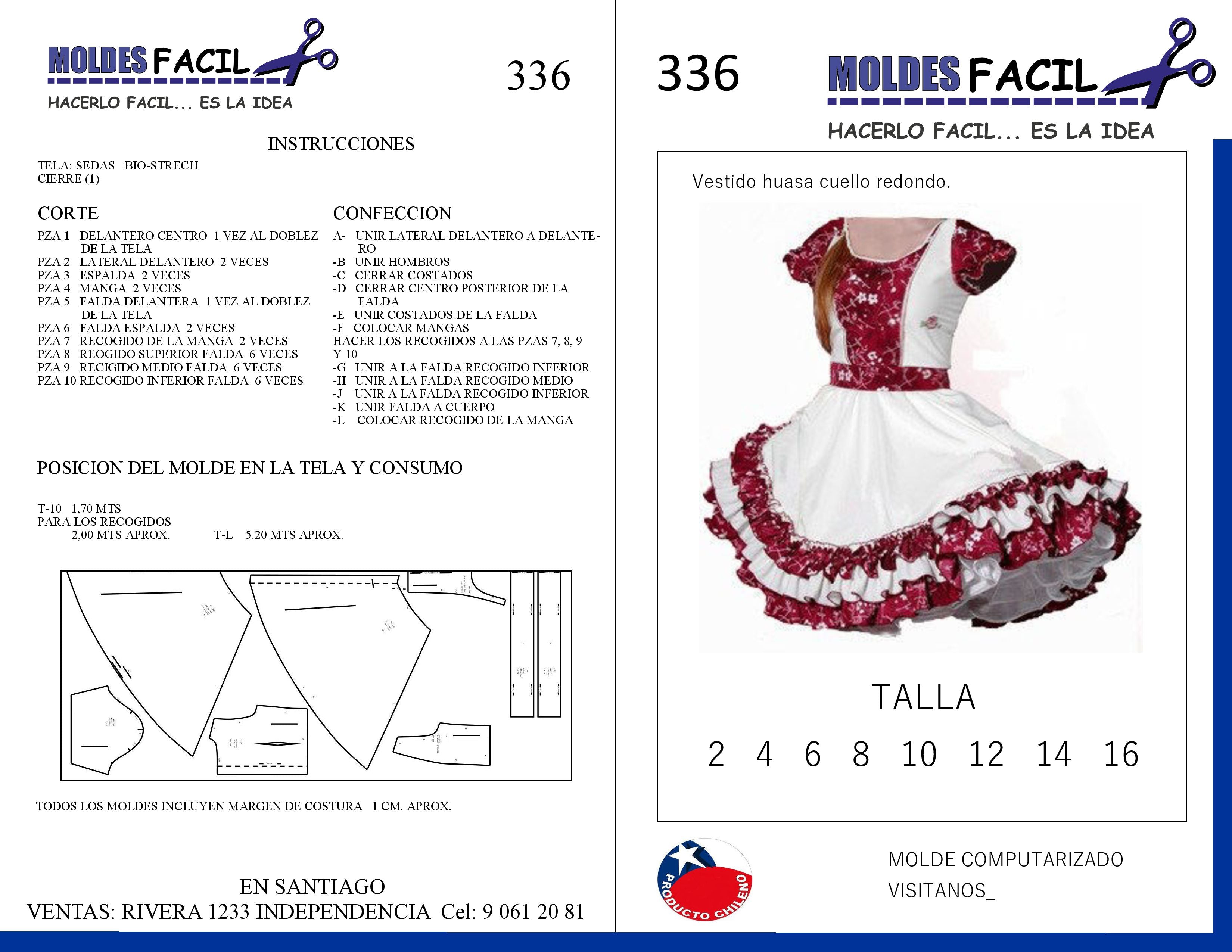 Vestido de Huasa Cuello Redondo