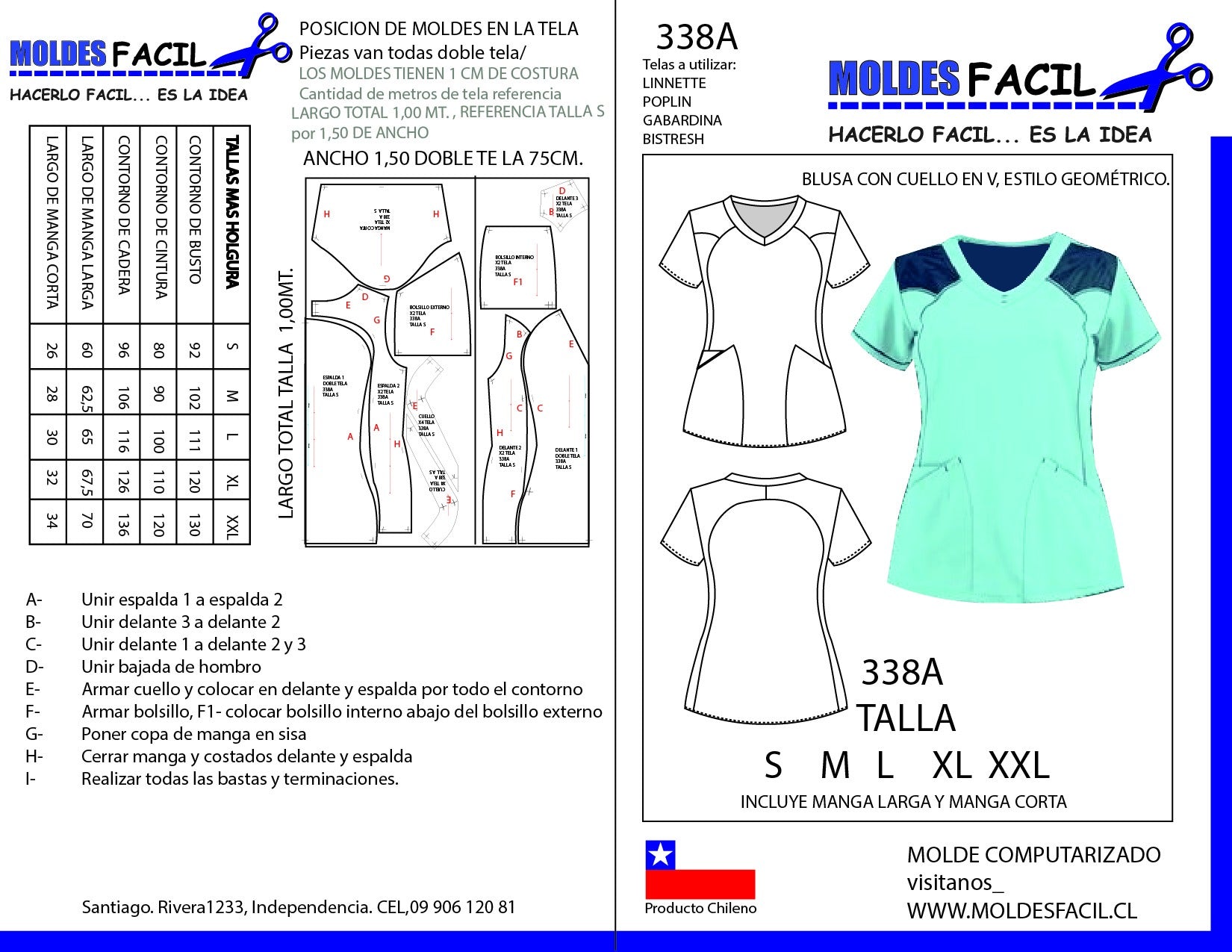 Blusa con Cuello en B Estilo Geométrico