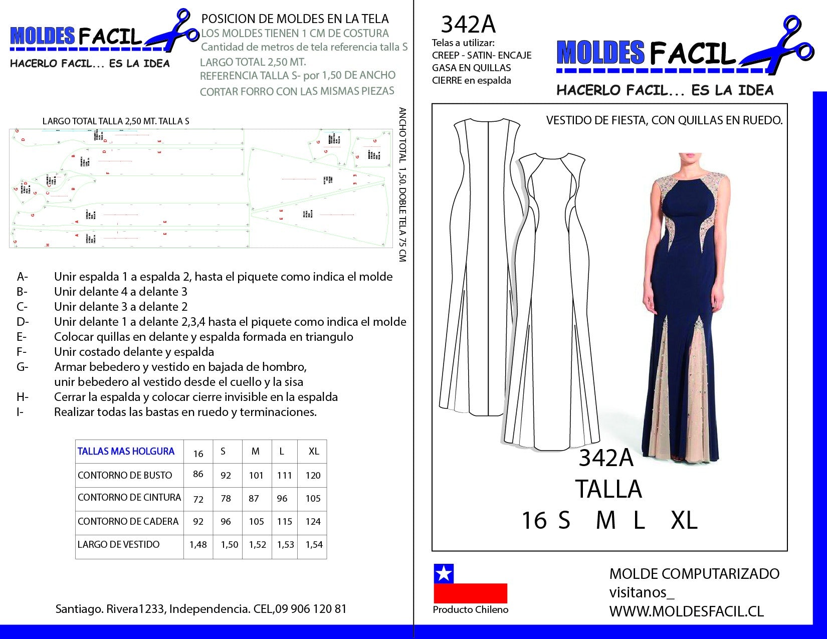 Vestido de fiesta con quillas en ruedo