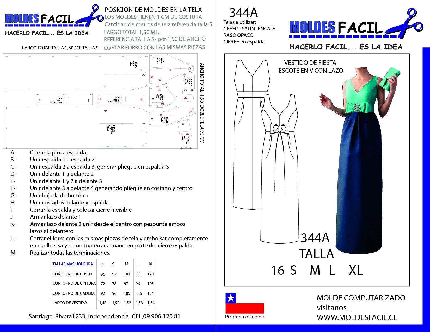 Vestido de fiesta escote en V con lazo