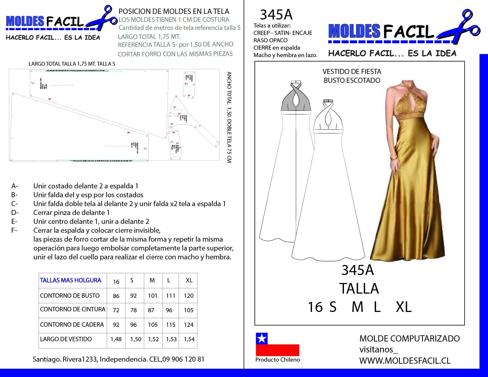 Vestido de fiesta busto escotado