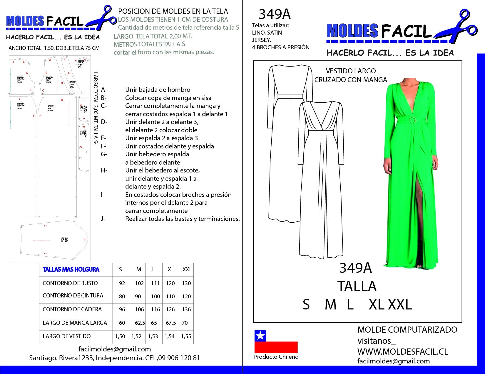 Vestido largo cruzado con manga