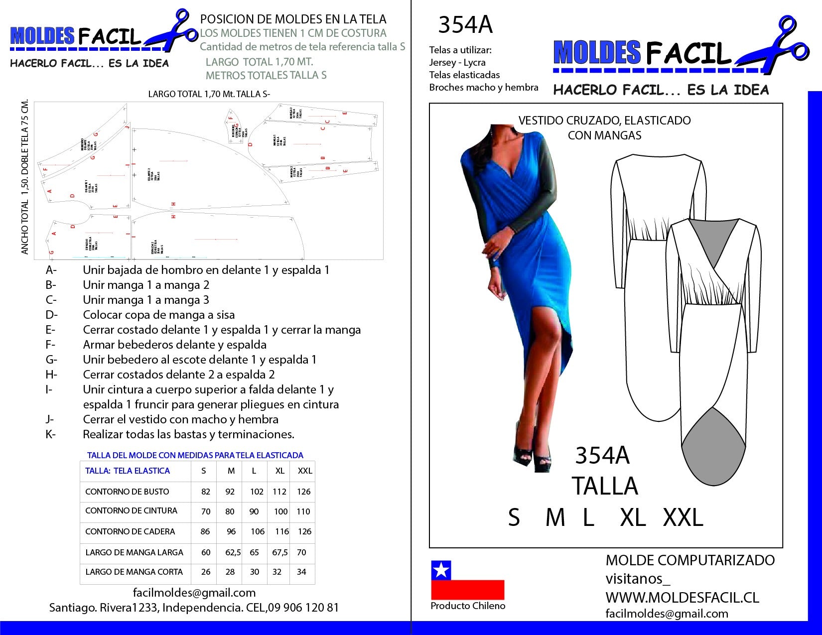 Vestido Cruzado Elasticado con Mangas