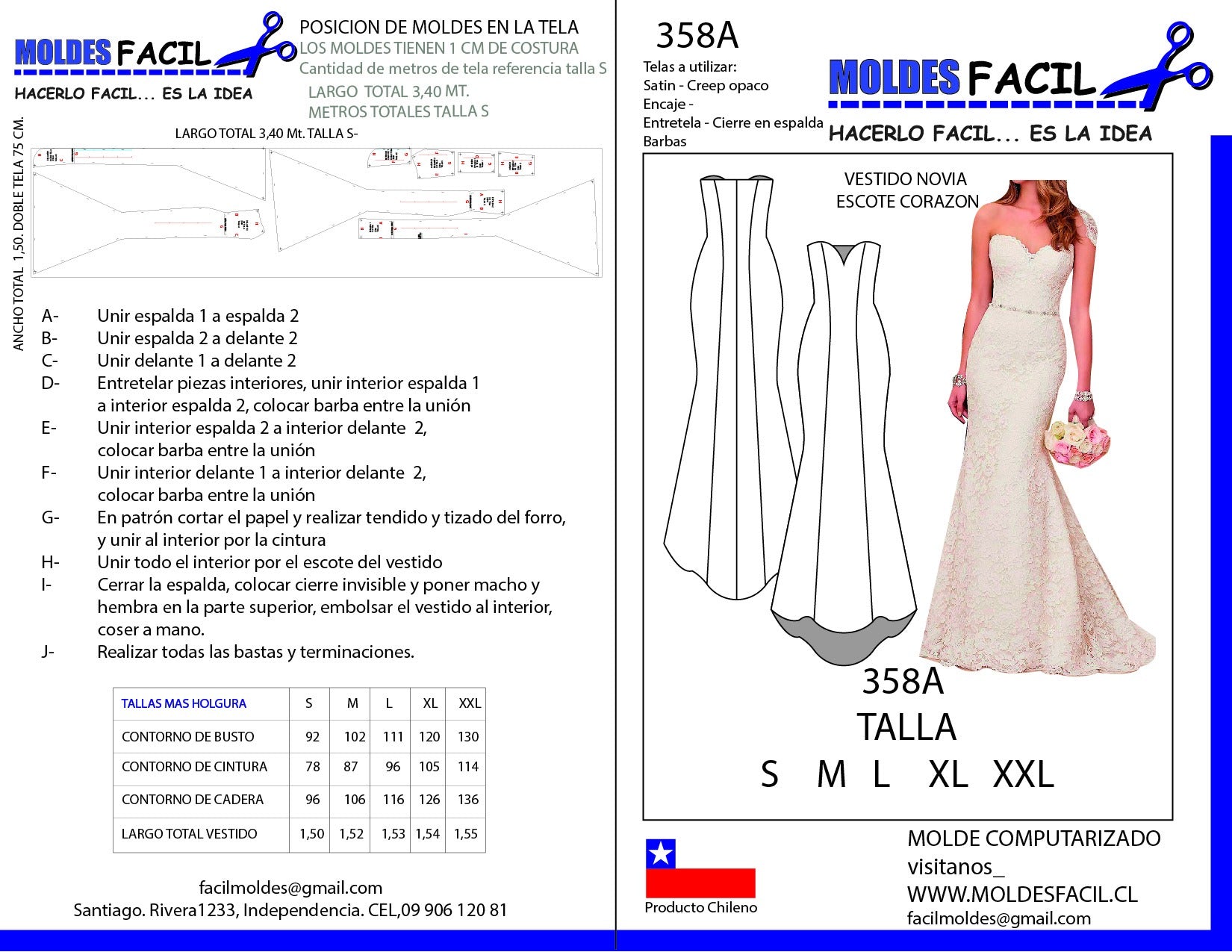 Vestido de novia escote corazón