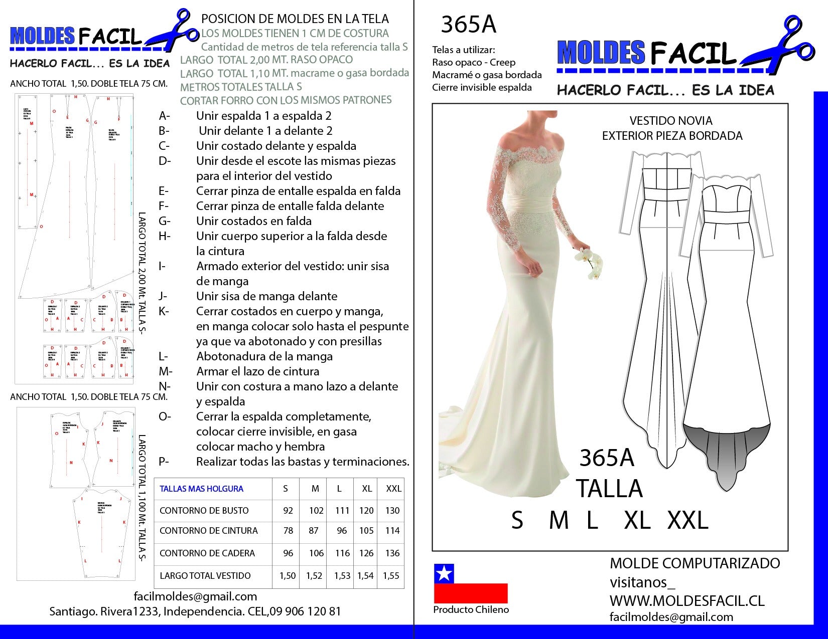 Vestido de novia exterior pieza bordada