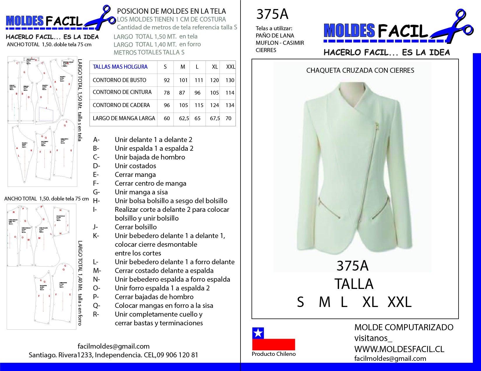 CHAQUETA CRUZADA CON CIERRES